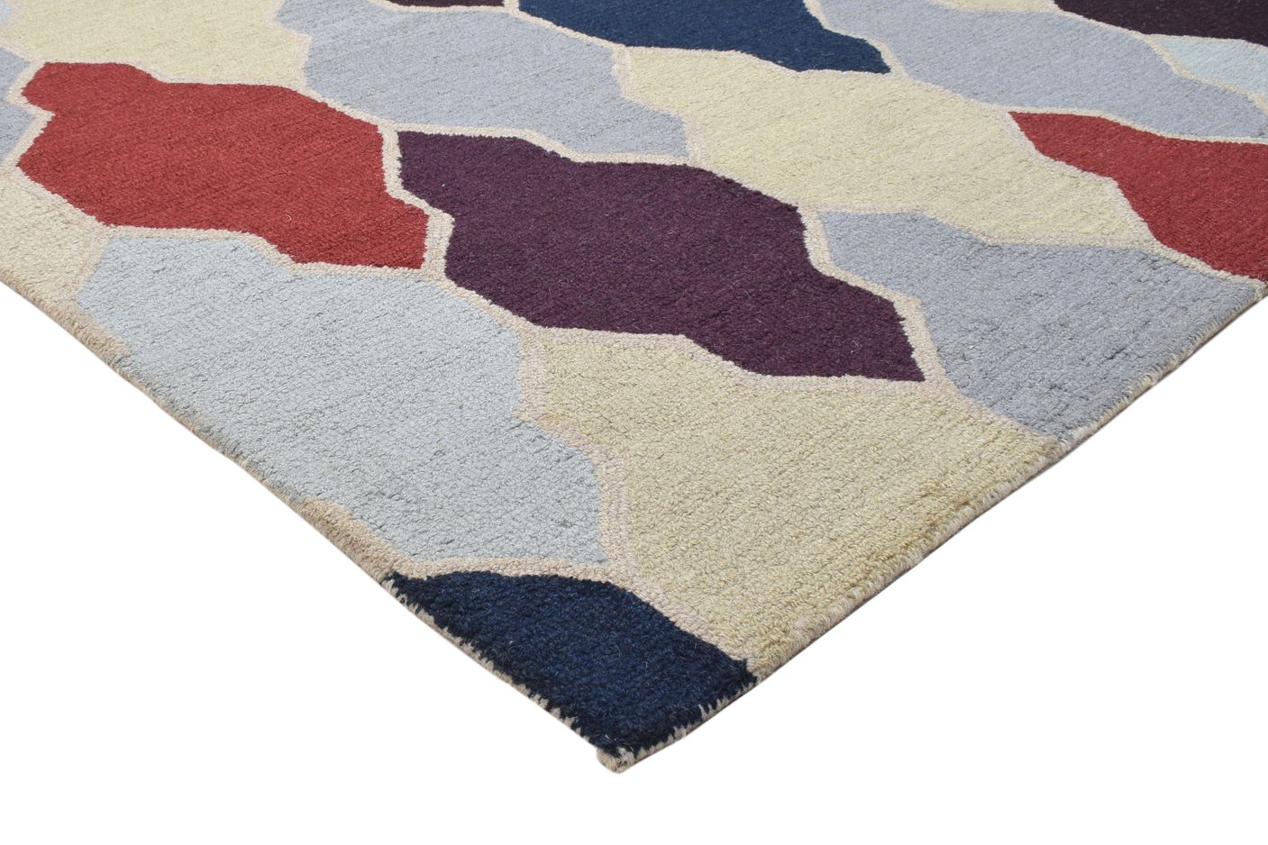 5X8 Rug Wool Colorful Modern Hand Tufted Scandinavian Diamond Room Size Carpet 7864095670421