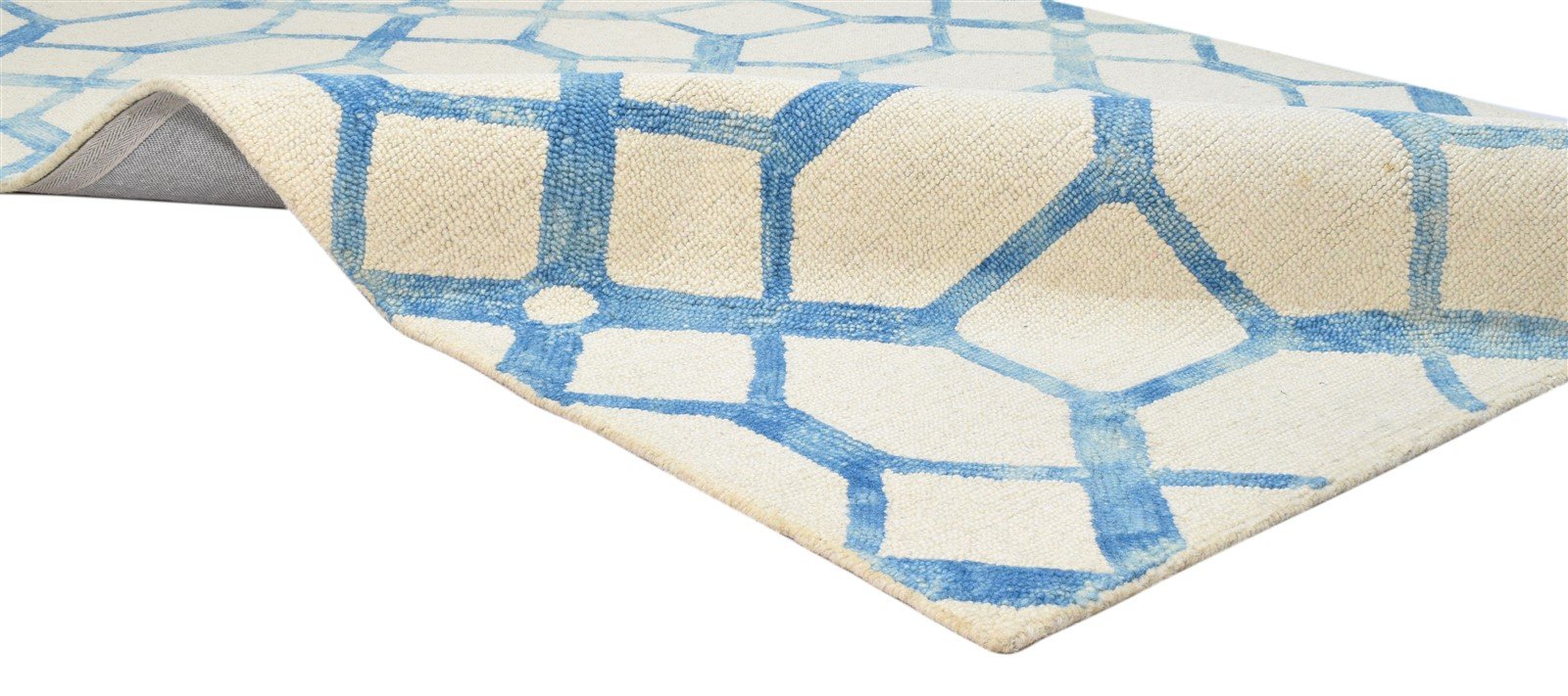 5X8 Rug Wool Ivory Modern Hand Tufted Scandinavian Geometric Room Size Carpet 7860686749845