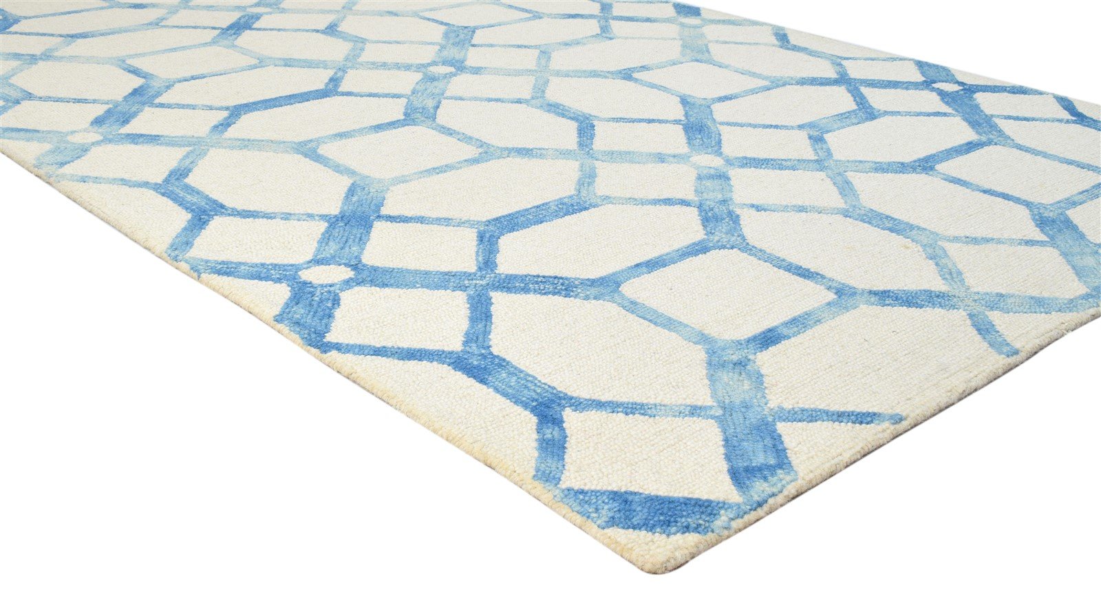 5X8 Rug Wool Ivory Modern Hand Tufted Scandinavian Geometric Room Size Carpet 7860686749845