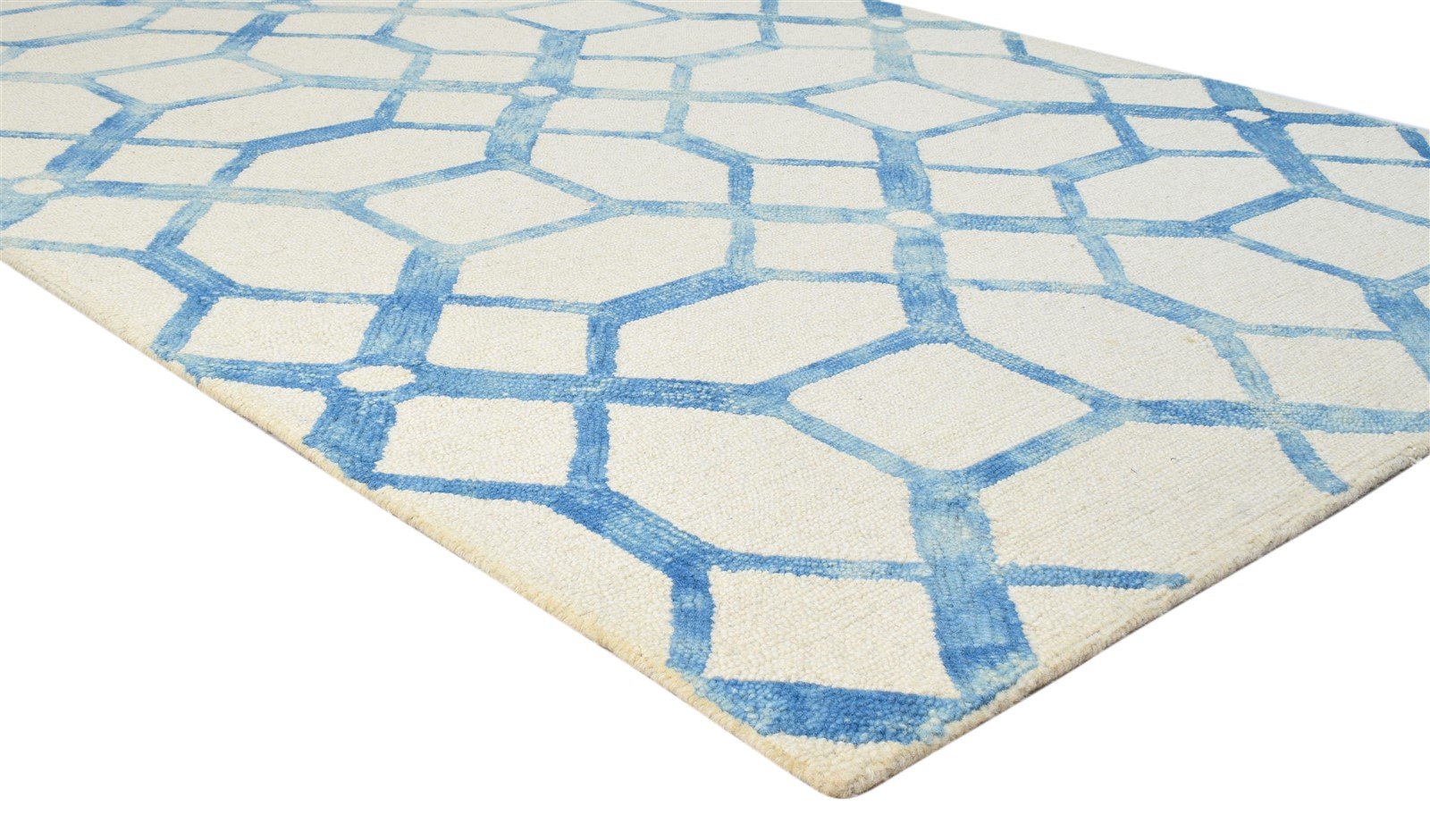 5X8 Rug Wool Ivory Modern Hand Tufted Scandinavian Geometric Room Size Carpet 7860686749845