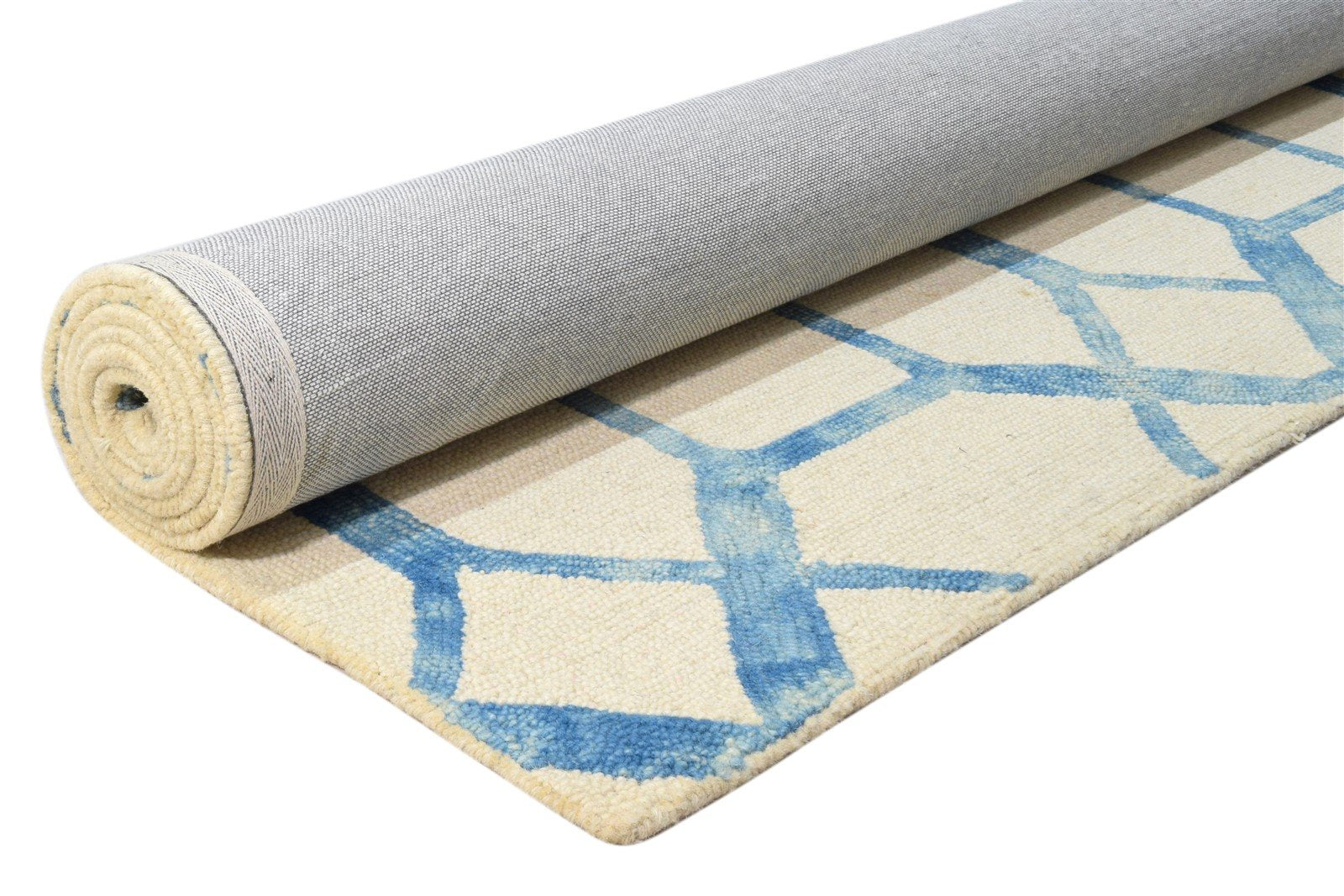 5X8 Rug Wool Ivory Modern Hand Tufted Scandinavian Geometric Room Size Carpet 7860686749845