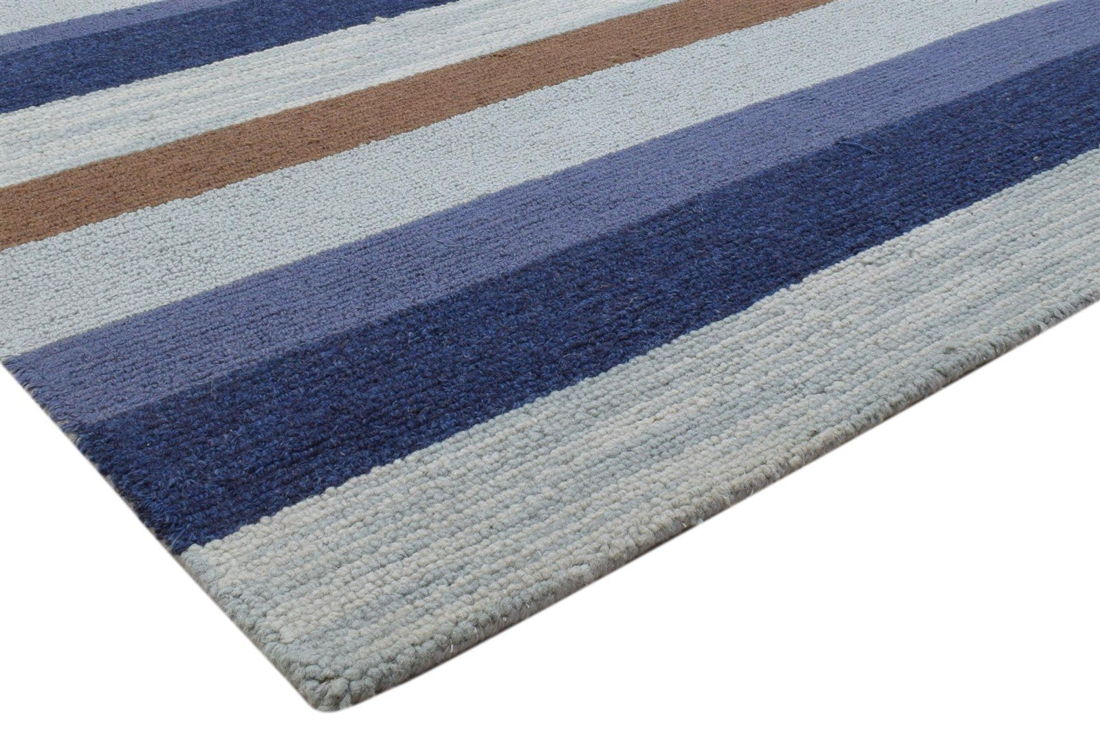 5X8 Rug Wool Multi Color Modern Hand Tufted Scandinavian Striped Room Size 7860705198229