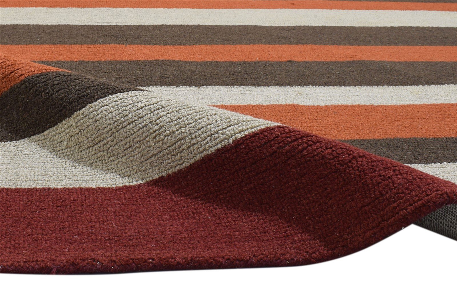5X8 Rug Wool Multi Color Modern Hand Tufted Scandinavian Striped Room Size 7860705788053