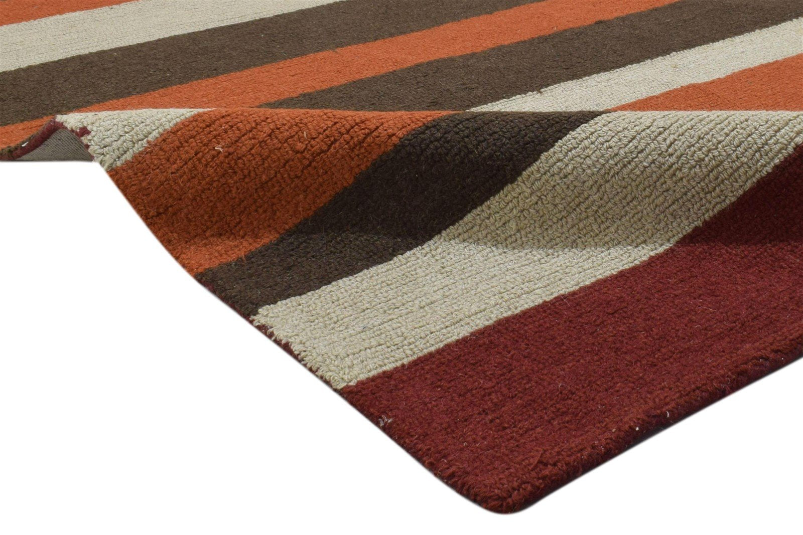 5X8 Rug Wool Multi Color Modern Hand Tufted Scandinavian Striped Room Size 7860705788053