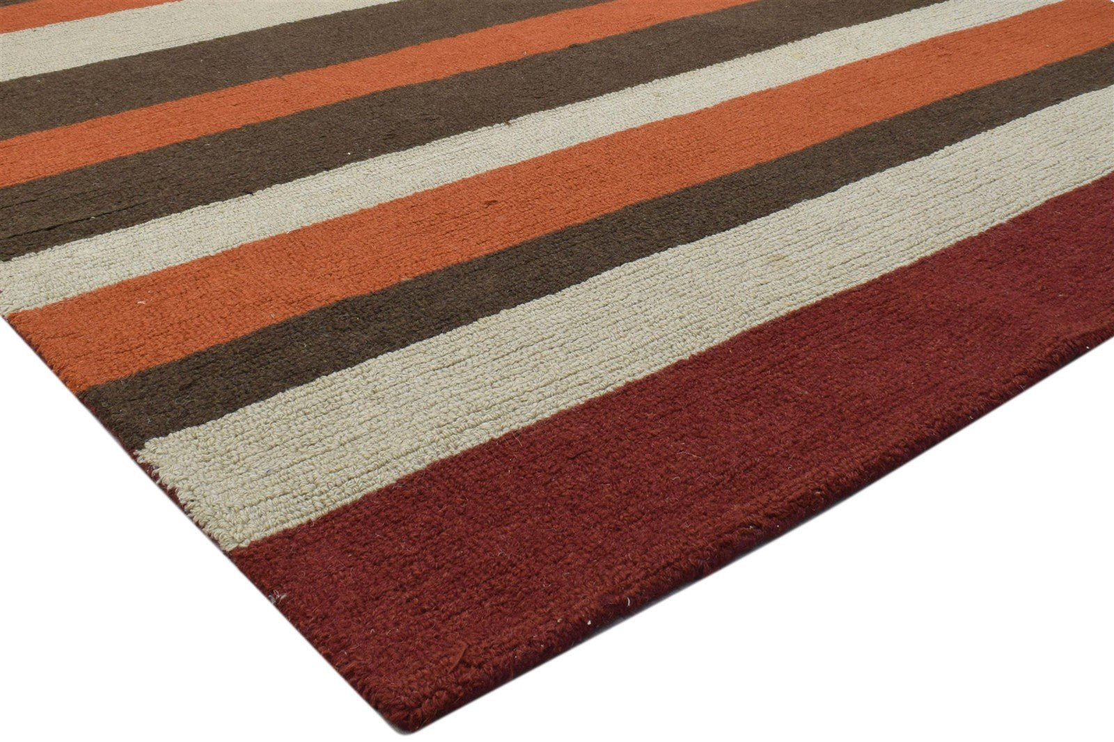 5X8 Rug Wool Multi Color Modern Hand Tufted Scandinavian Striped Room Size 7860705788053
