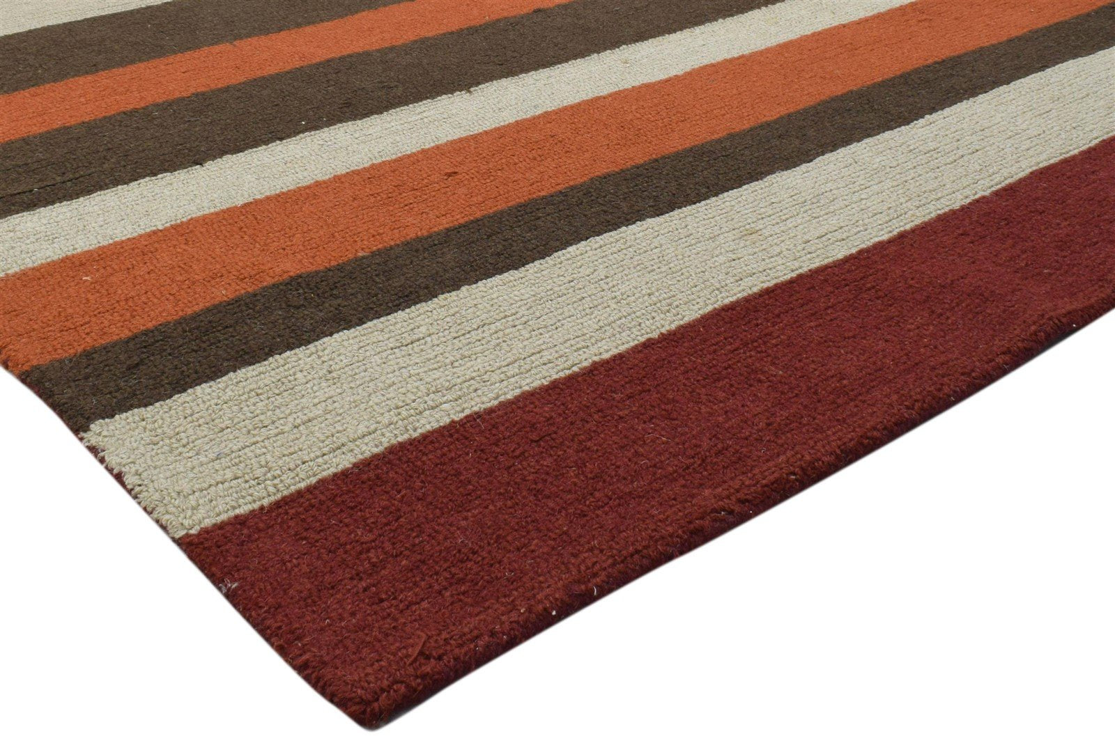 5X8 Rug Wool Multi Color Modern Hand Tufted Scandinavian Striped Room Size 7860705788053