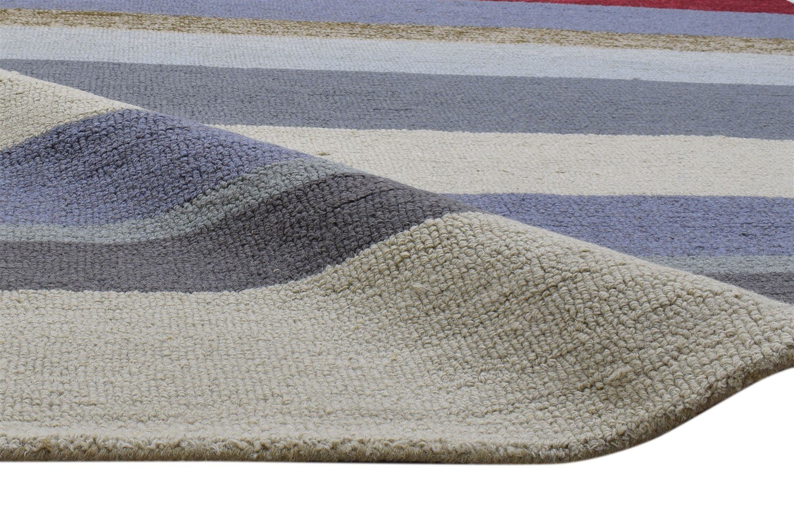 5X8 Rug Wool Multi Color Modern Hand Tufted Scandinavian Striped Room Size 7860706934933