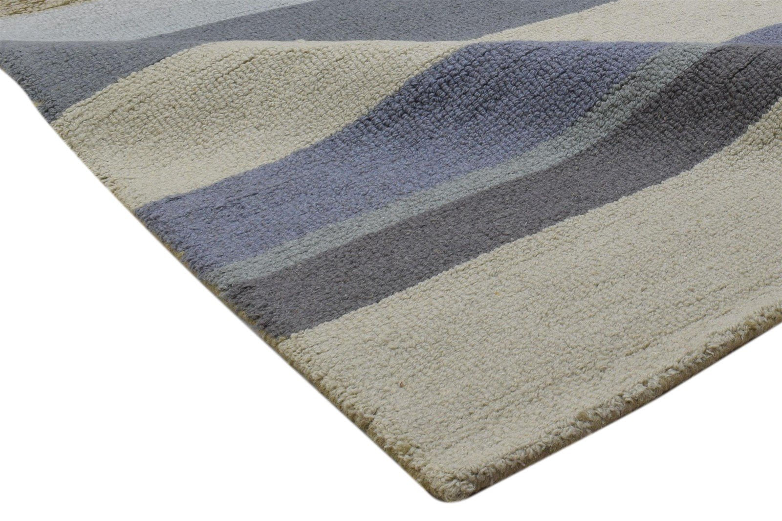 5X8 Rug Wool Multi Color Modern Hand Tufted Scandinavian Striped Room Size 7860706934933