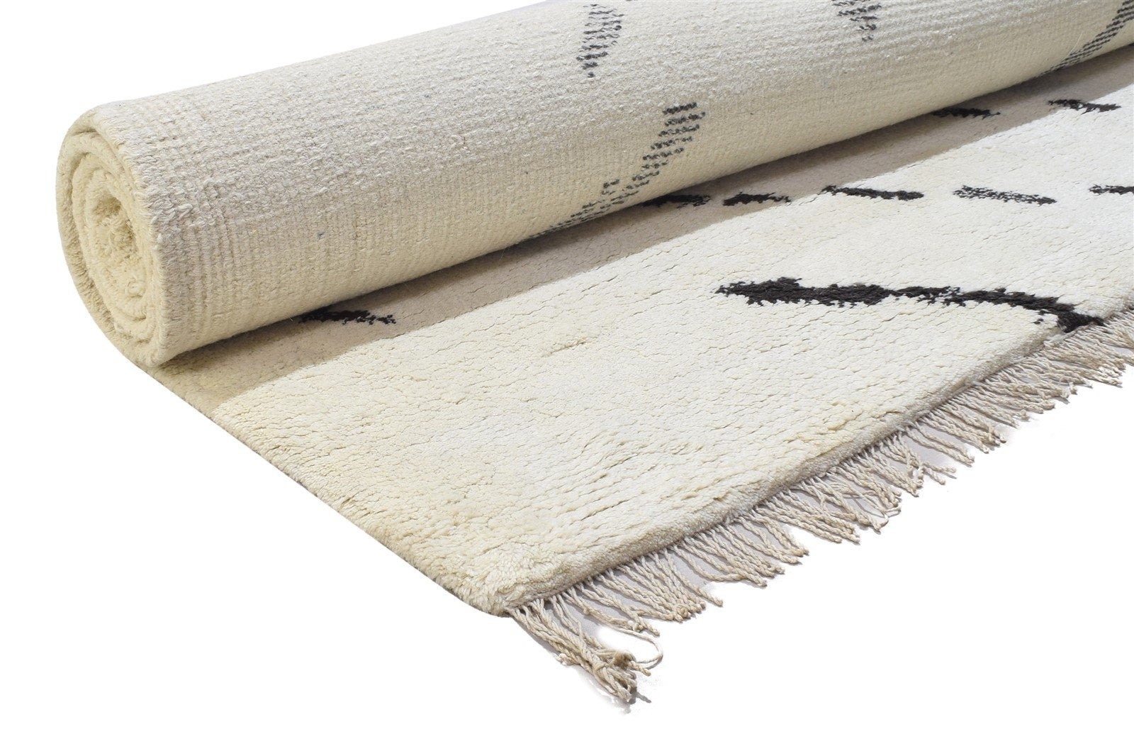 5X8 Rug Wool Off-White Modern Hand Knotted Scandinavian Abstract Room Size 7864897667221