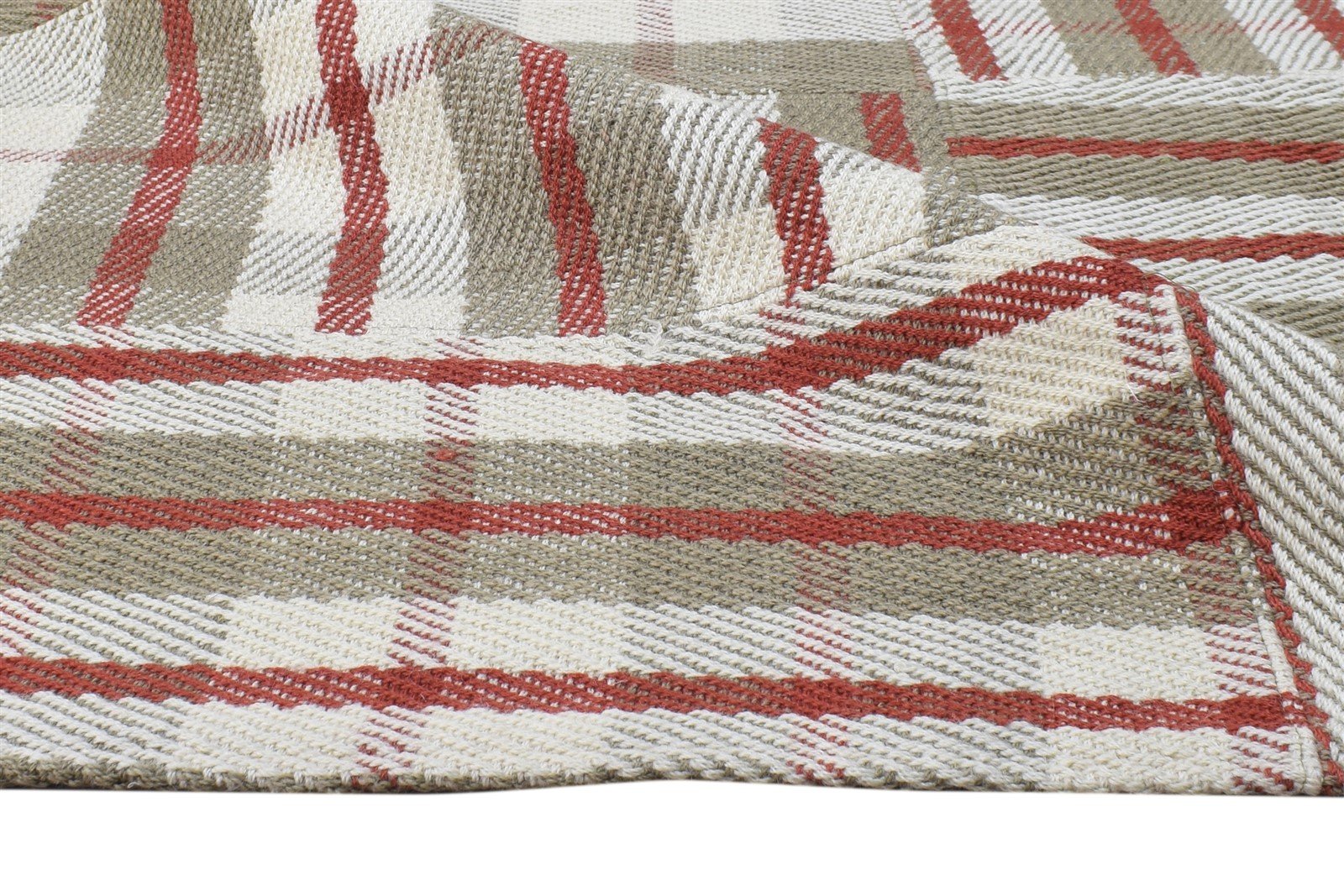 5X8 Rug Wool Off-White Modern Jacquard Loom Scandinavian Plaids Room Size Carpet 7865054134421