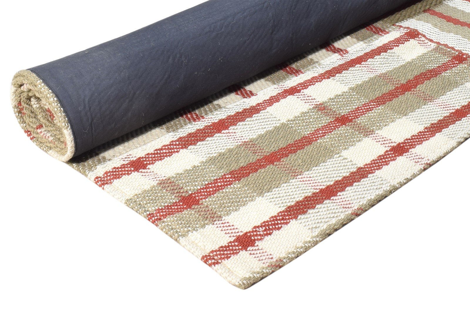 5X8 Rug Wool Off-White Modern Jacquard Loom Scandinavian Plaids Room Size Carpet 7865054134421
