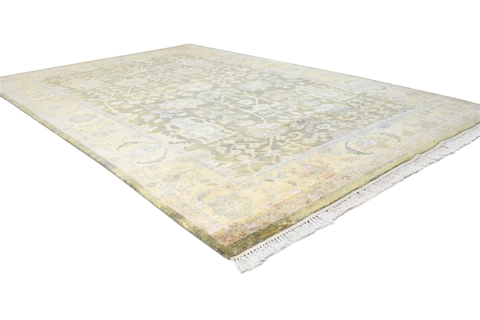 5X8 Rug Wool Olive Persian Hand Knotted Sarouk-Indian Oriental Room Size Carpet 7864796414101