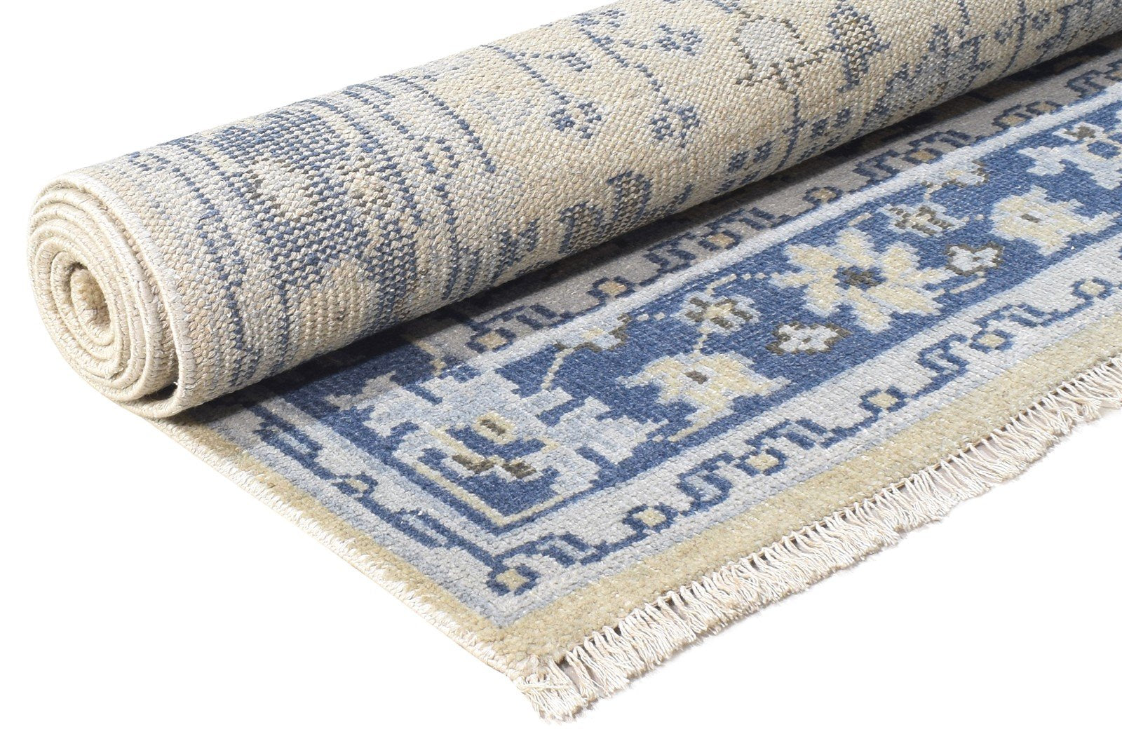 5X8 Rug Wool / Silk Blue Persian Hand Knotted Sarouk-Indian Oriental Room Size 7864797757589