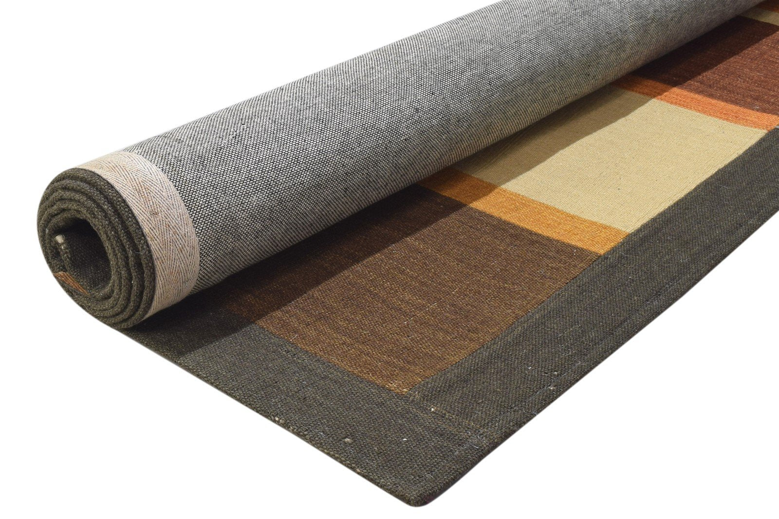 5X8 Rug Wool / Silk Brown Modern Jacquard Loom Scandinavian Geometric Room Size 7864177787029