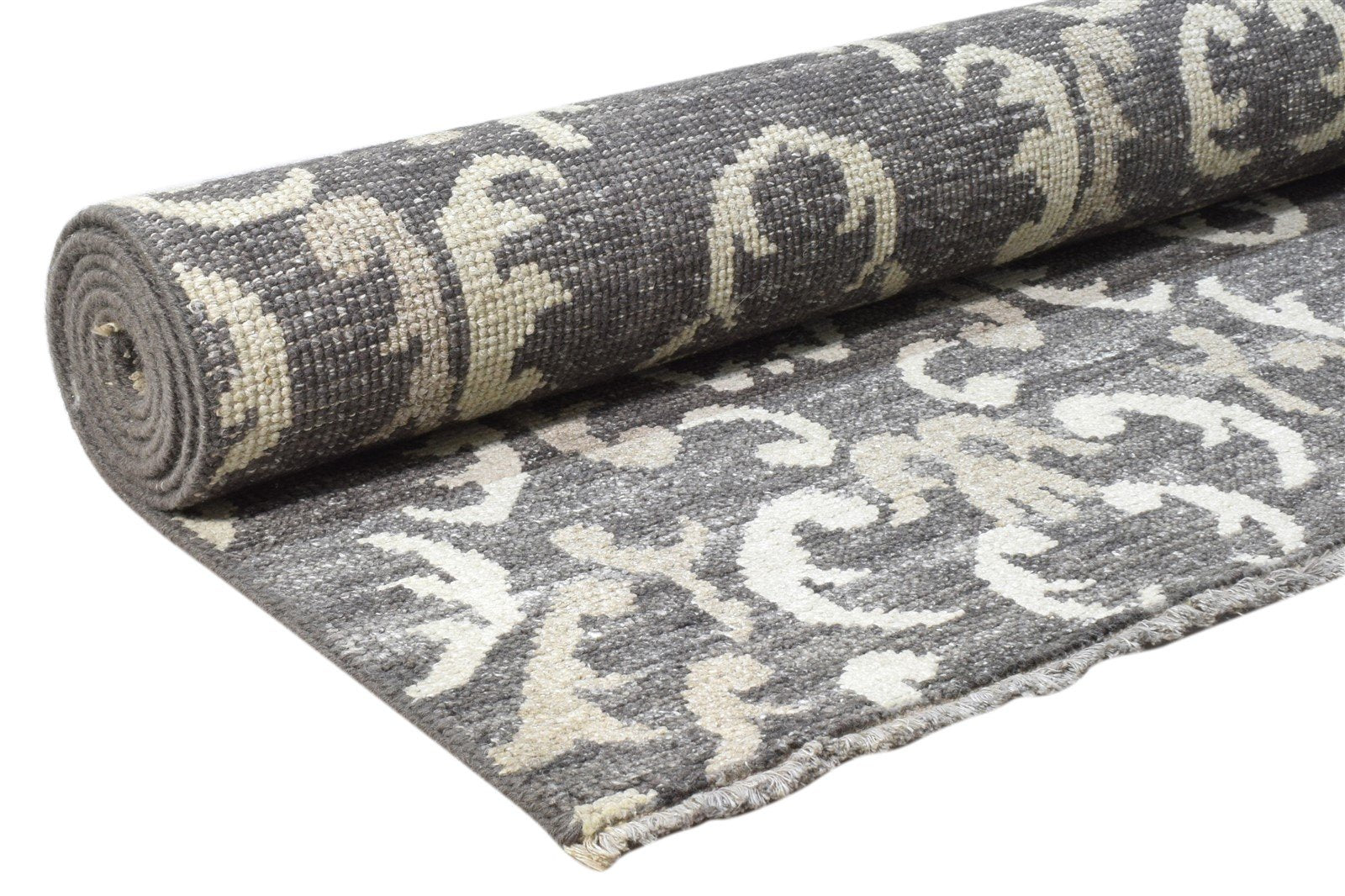 5X8 Rug Wool Silk Charcoal Modern Hand Knotted Indian Floral Room Size Carpet 7860676952213