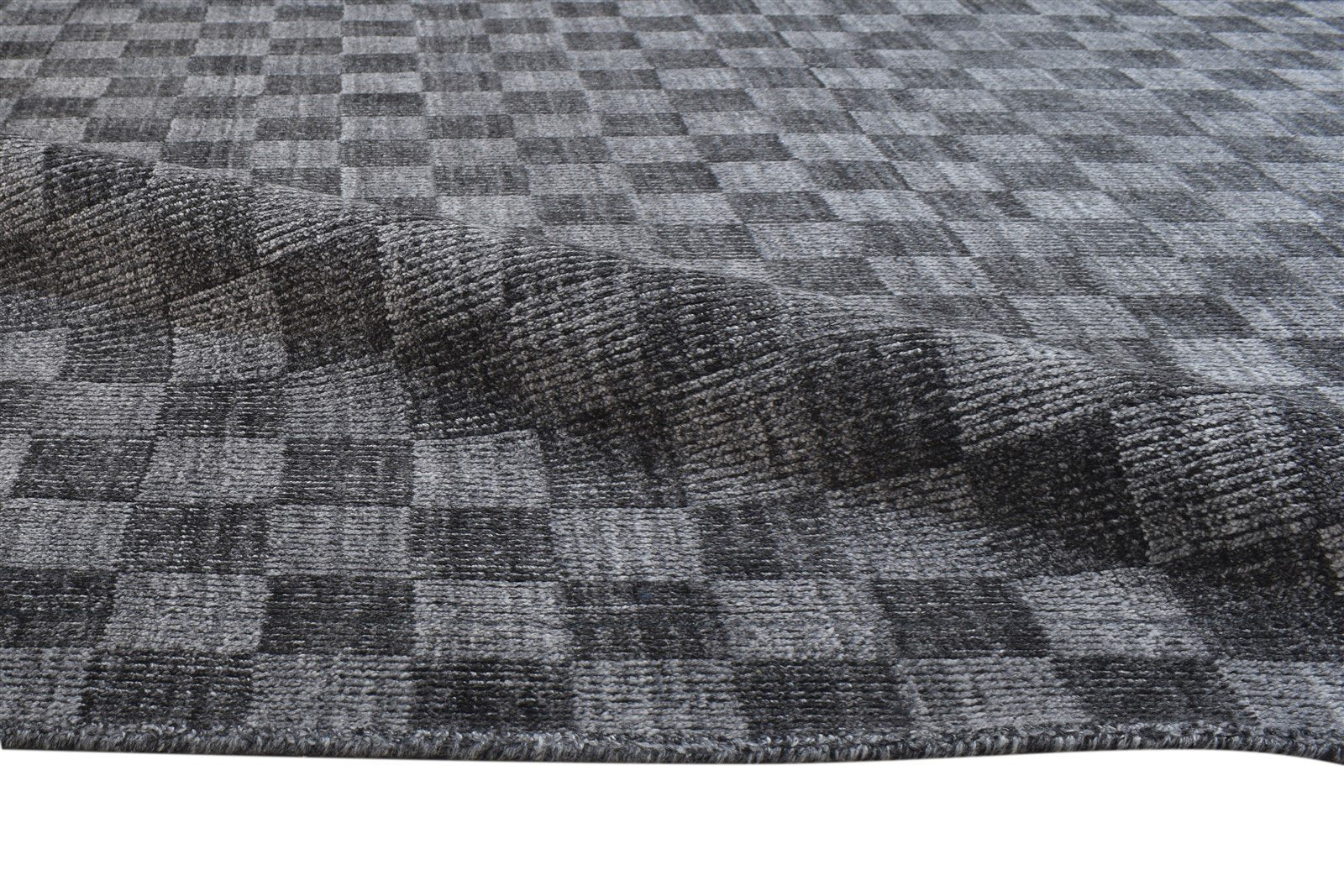 5X8 Rug Wool / Silk Charcoal Modern Handloom Scandinavian Geometric Room Size 7864163565717