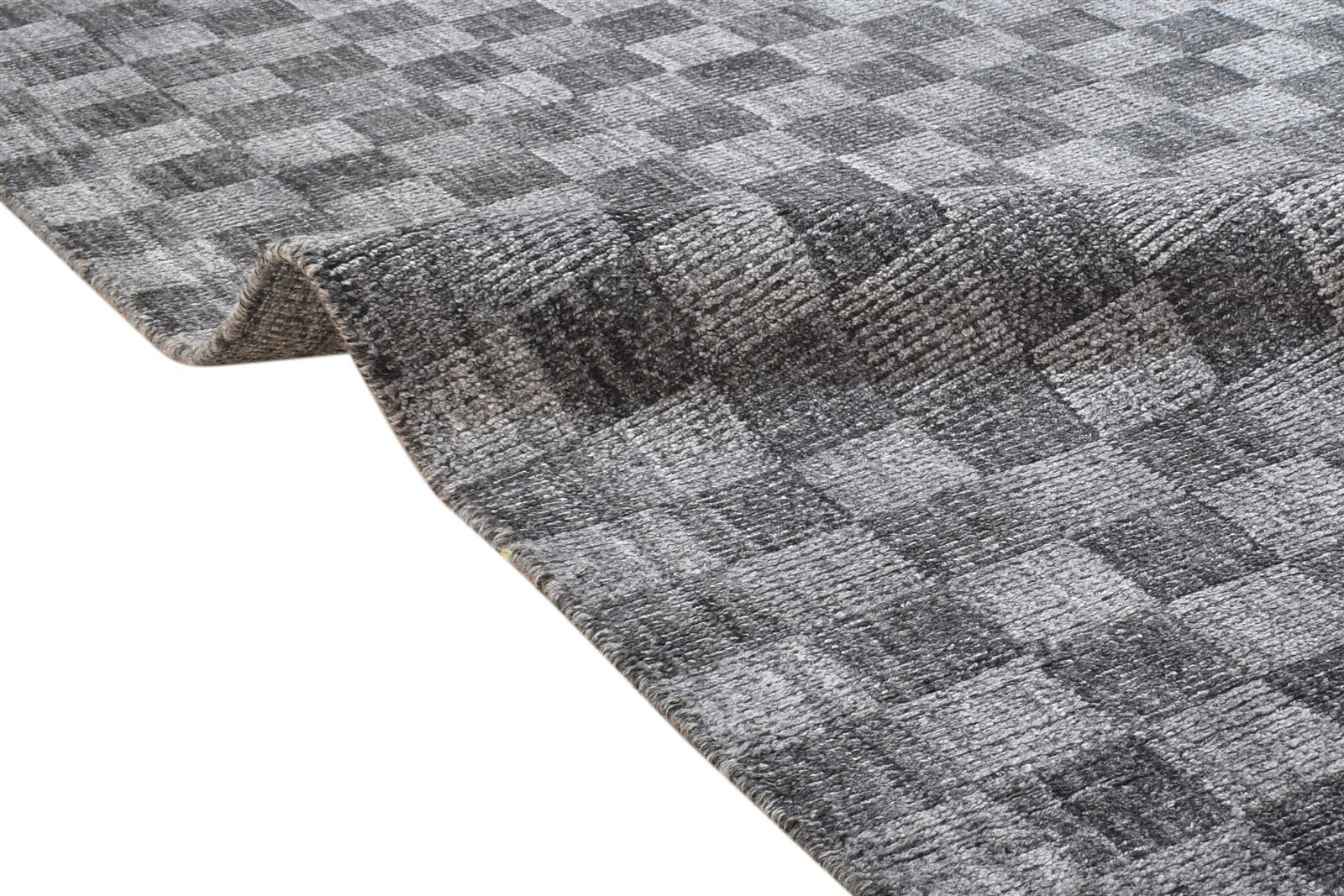 5X8 Rug Wool / Silk Charcoal Modern Handloom Scandinavian Geometric Room Size 7864163565717