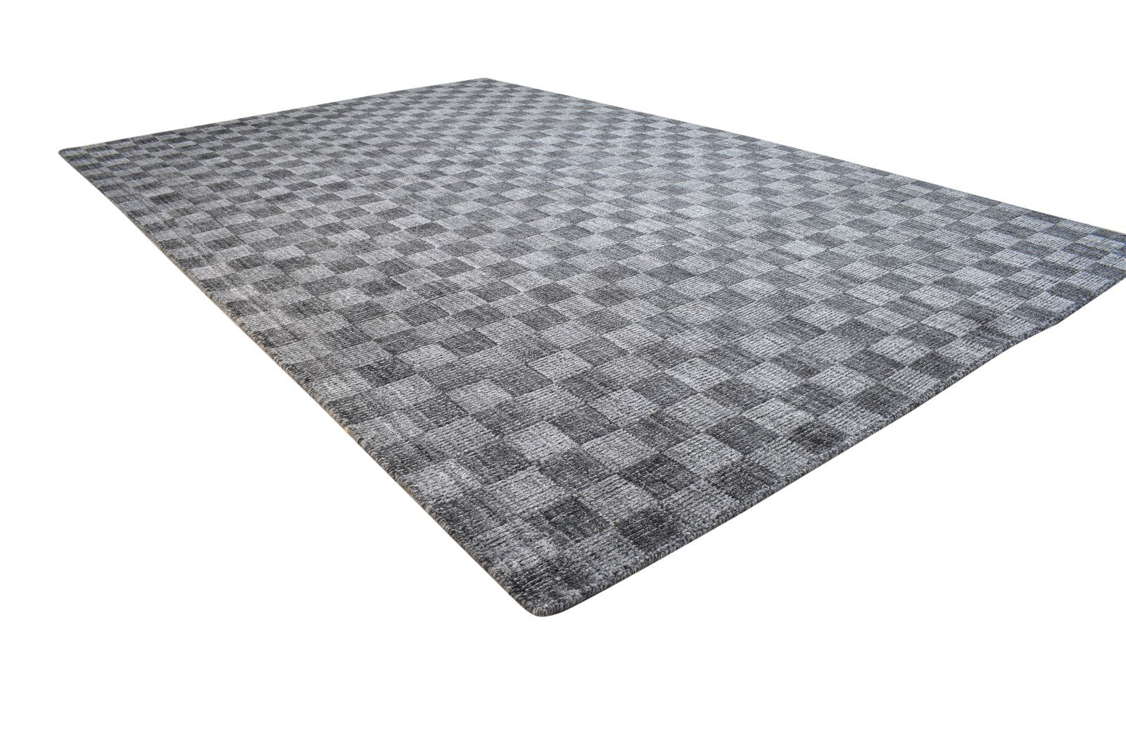5X8 Rug Wool / Silk Charcoal Modern Handloom Scandinavian Geometric Room Size 7864163565717