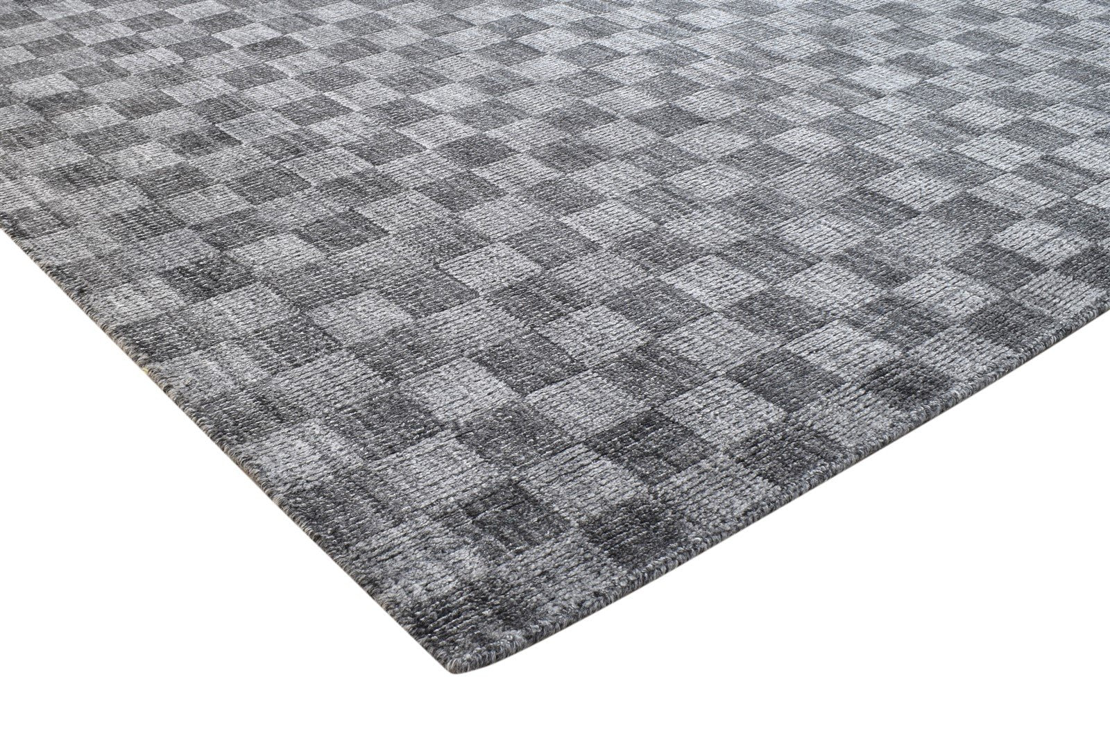 5X8 Rug Wool / Silk Charcoal Modern Handloom Scandinavian Geometric Room Size 7864163565717