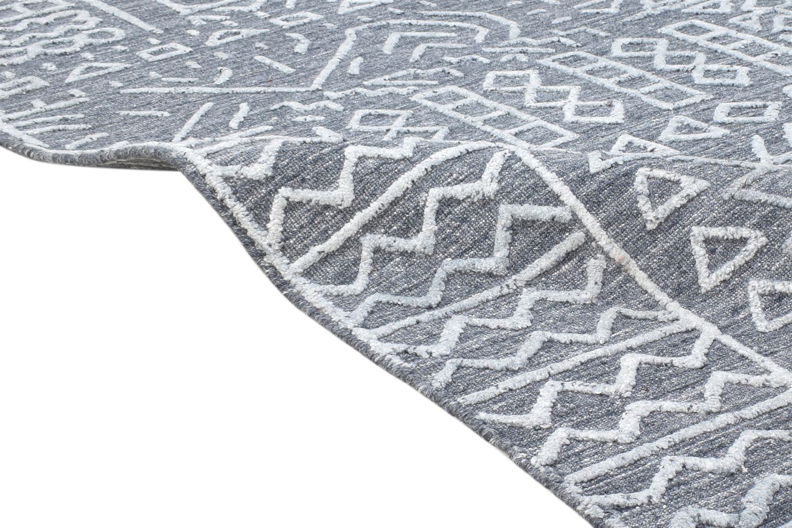 5X8 Rug Wool / Silk Dark Grey Modern Hand Woven Moroccan Tribal Room Size 7864798347413