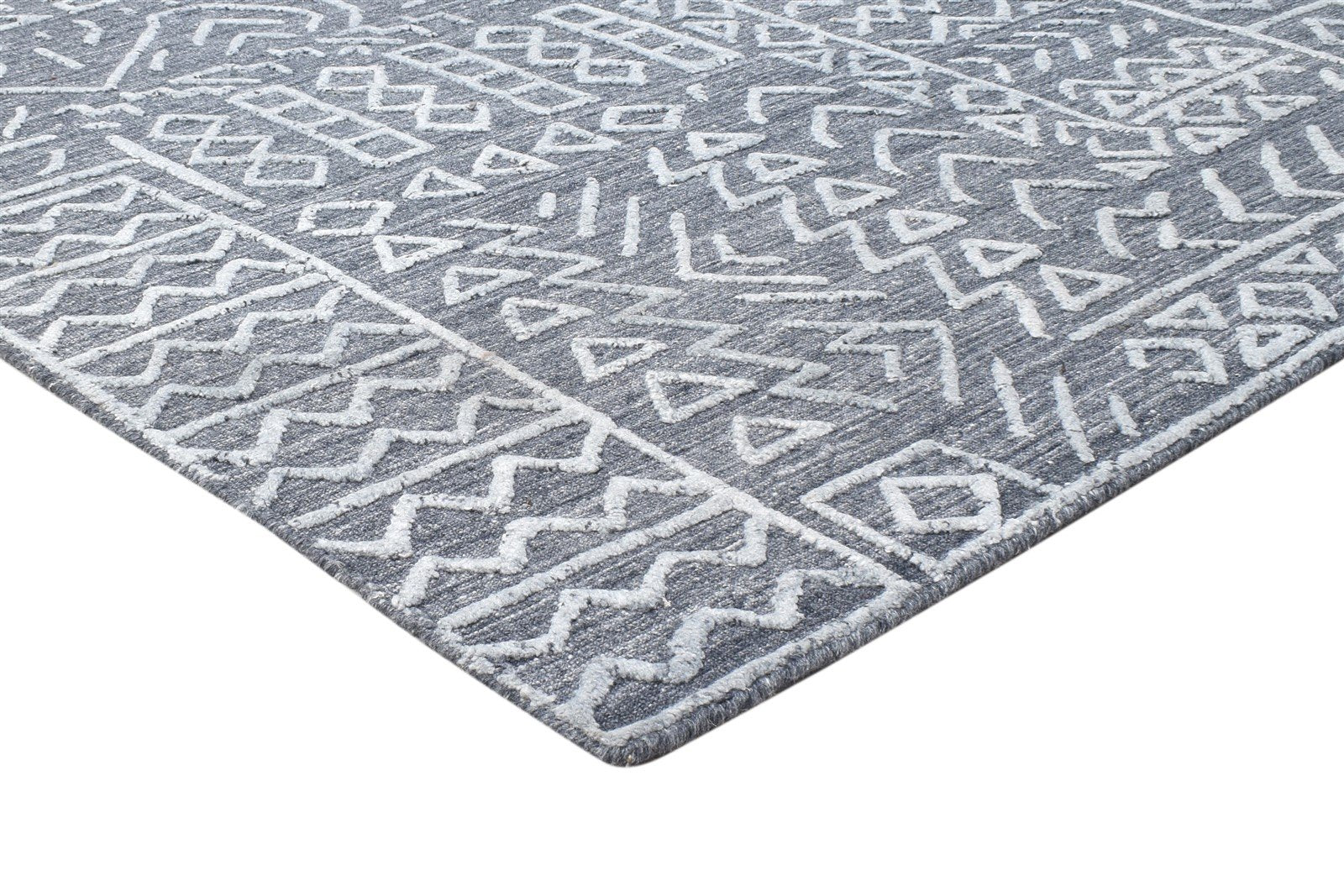 5X8 Rug Wool / Silk Dark Grey Modern Hand Woven Moroccan Tribal Room Size 7864798347413