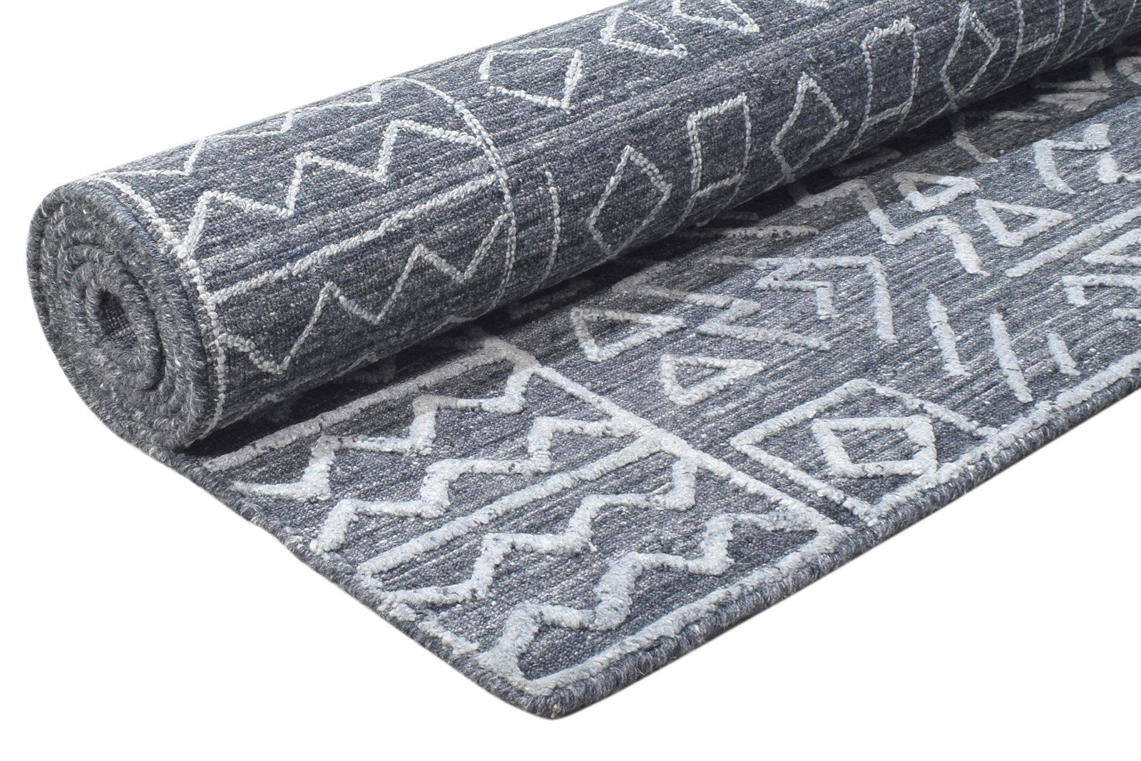 5X8 Rug Wool / Silk Dark Grey Modern Hand Woven Moroccan Tribal Room Size 7864798347413