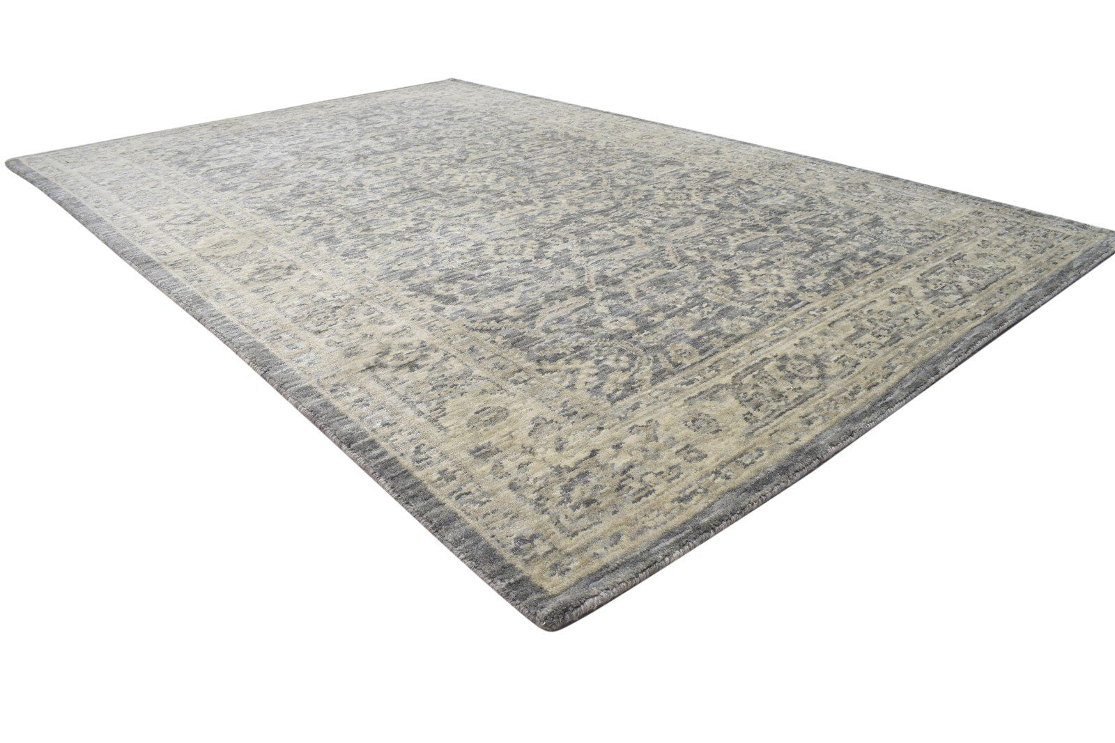 5X8 Rug Wool Silk Dark Grey Modern Jacquard Loom Oushak Oriental Room Size 7864145150101