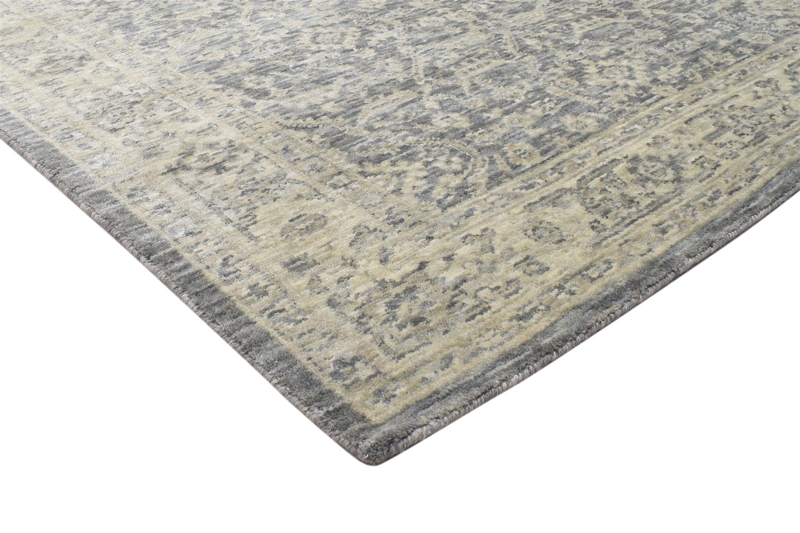 5X8 Rug Wool Silk Dark Grey Modern Jacquard Loom Oushak Oriental Room Size 7864145150101