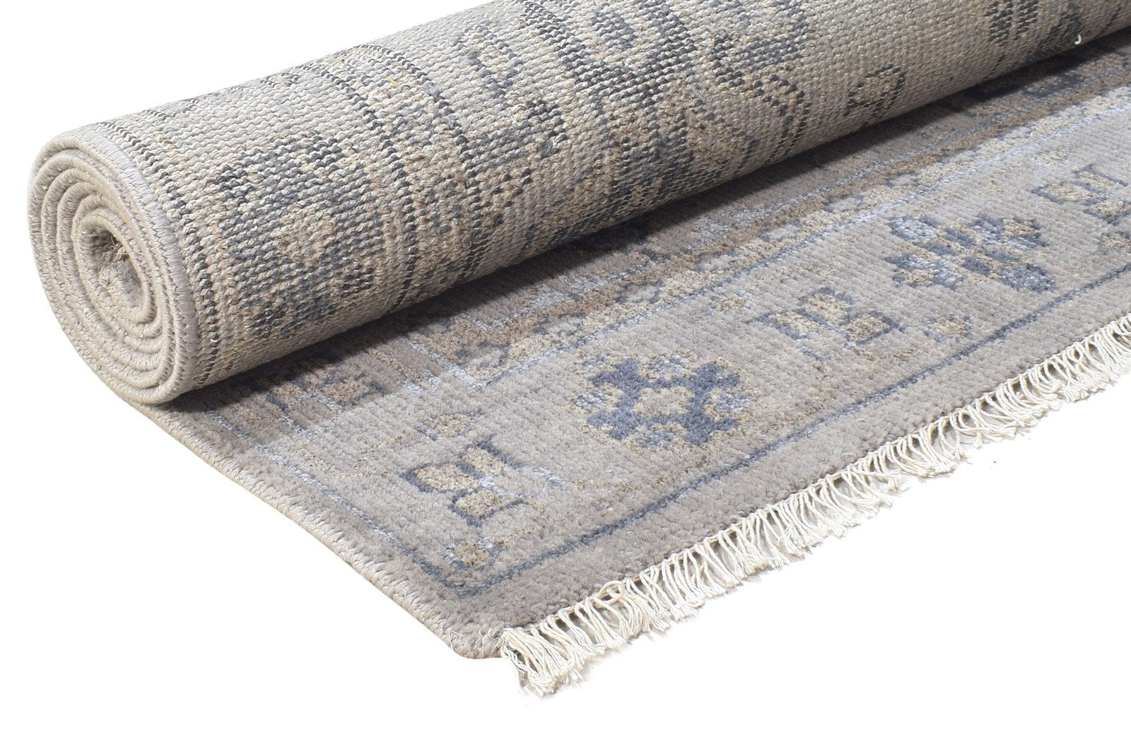 5X8 Rug Wool / Silk Dark Grey Persian Hand Knotted Oushak Oriental Room Size 7864803393685