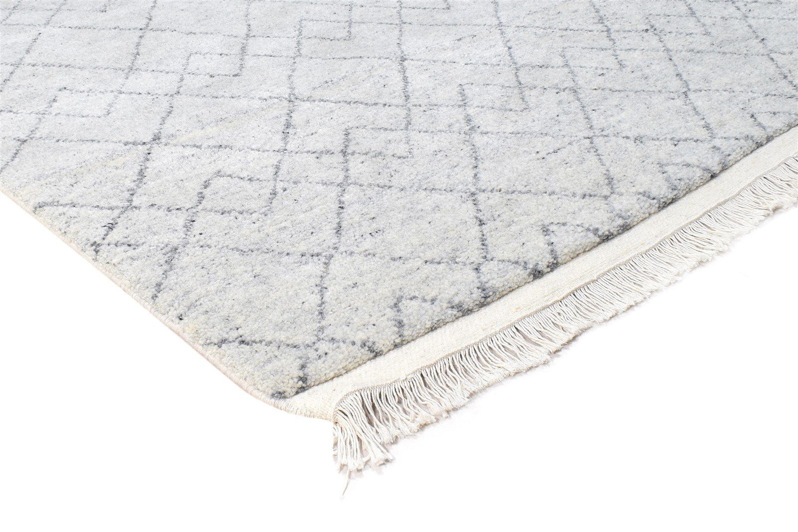 5X8 Rug Wool / Silk Grey Modern Hand Knotted Moroccan Diamond Room Size Carpet 7865011896469