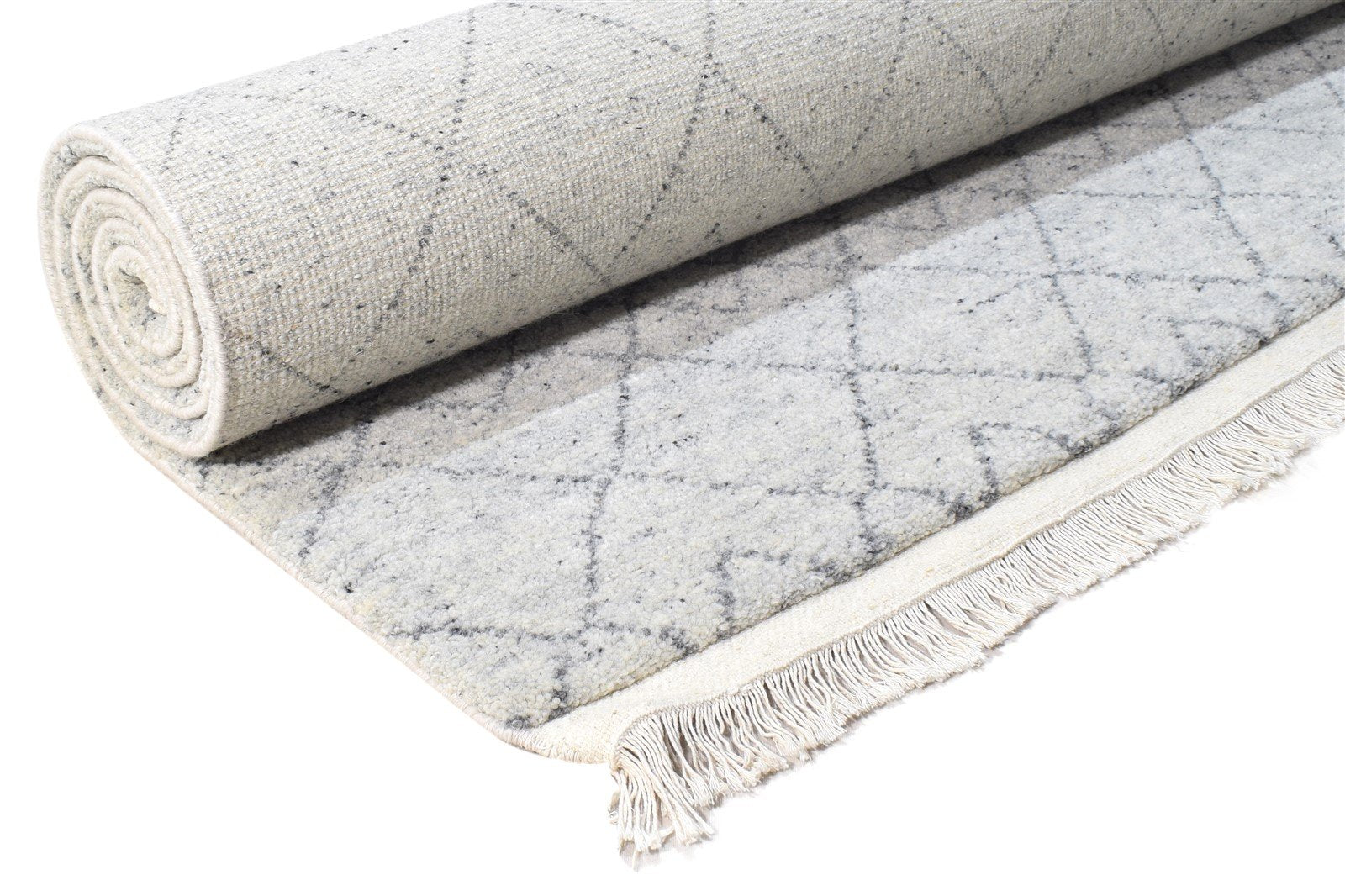 5X8 Rug Wool / Silk Grey Modern Hand Knotted Moroccan Diamond Room Size Carpet 7865011896469