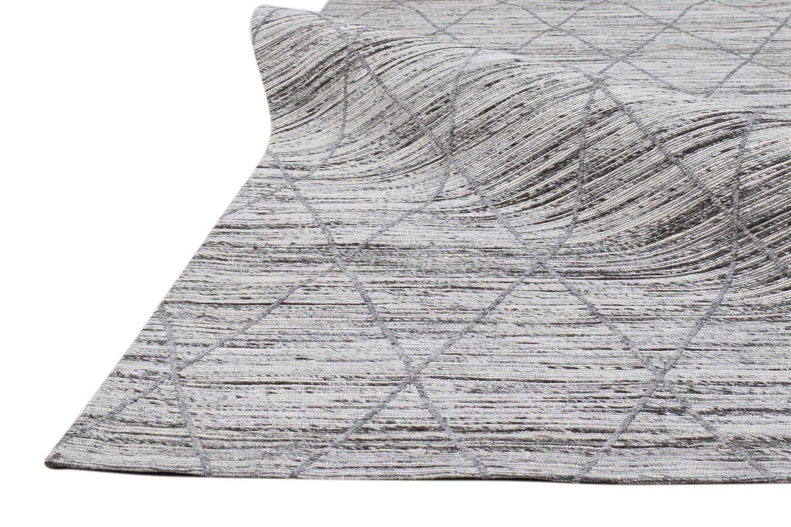 5X8 Rug Wool Silk Grey Modern Hand Woven Scandinavian Diamond Room Size Carpet 7860683866261