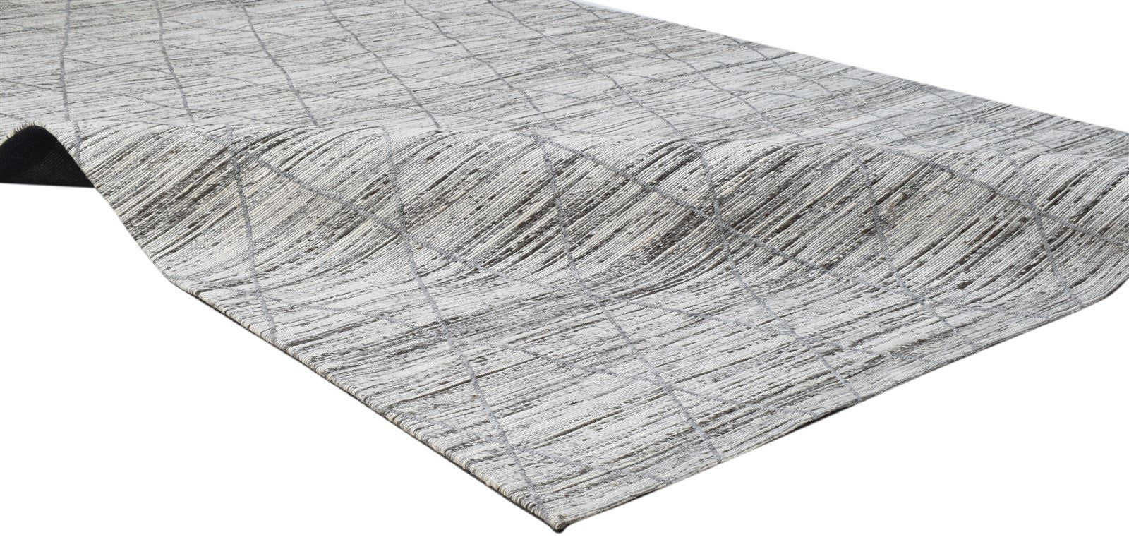 5X8 Rug Wool Silk Grey Modern Hand Woven Scandinavian Diamond Room Size Carpet 7860683866261