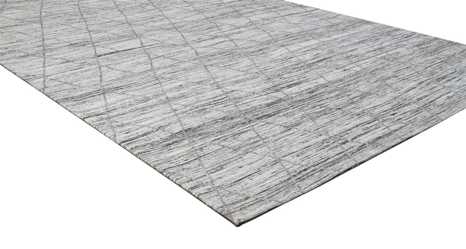 5X8 Rug Wool Silk Grey Modern Hand Woven Scandinavian Diamond Room Size Carpet 7860683866261