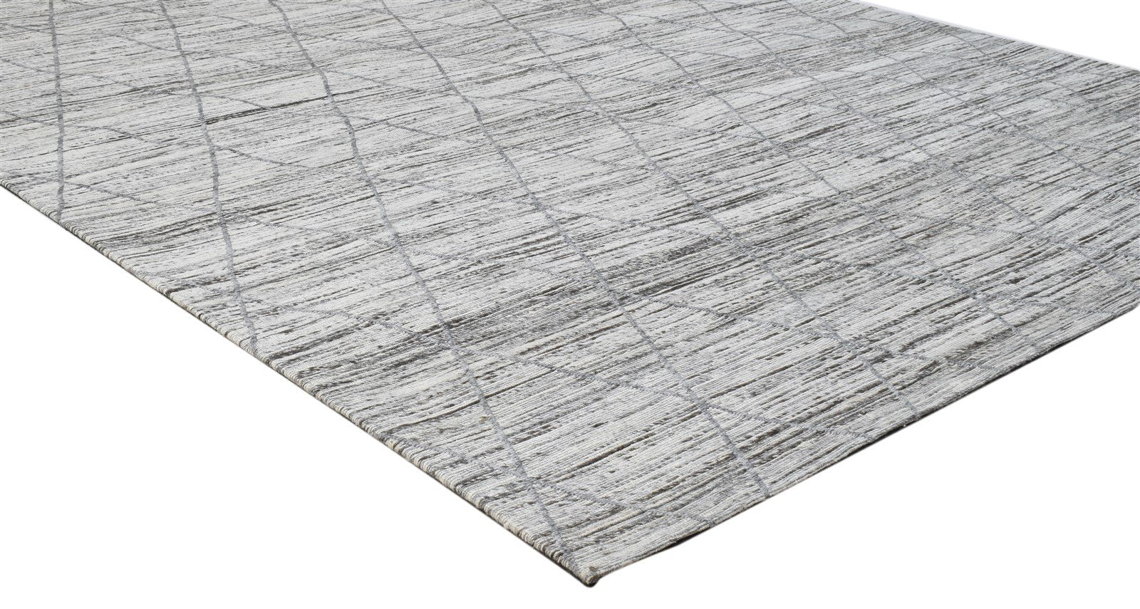 5X8 Rug Wool Silk Grey Modern Hand Woven Scandinavian Diamond Room Size Carpet 7860683866261
