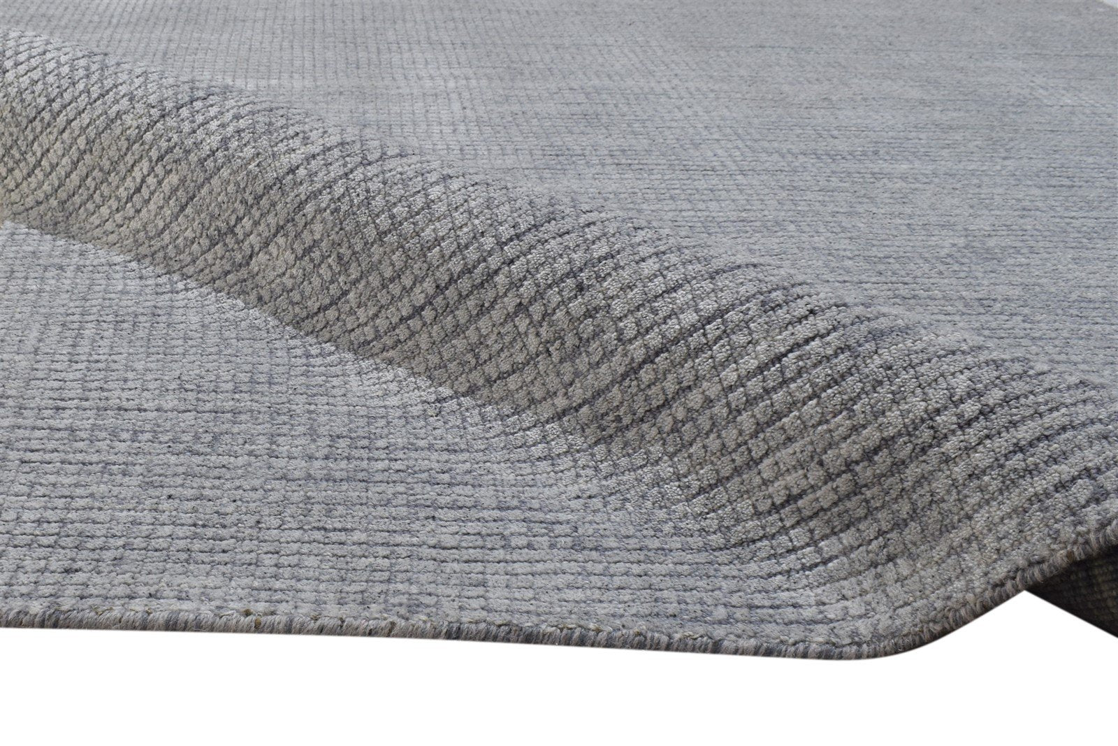 5X8 Rug Wool / Silk Grey Modern Handloom Scandinavian Solid Room Size Carpet 7864162975893