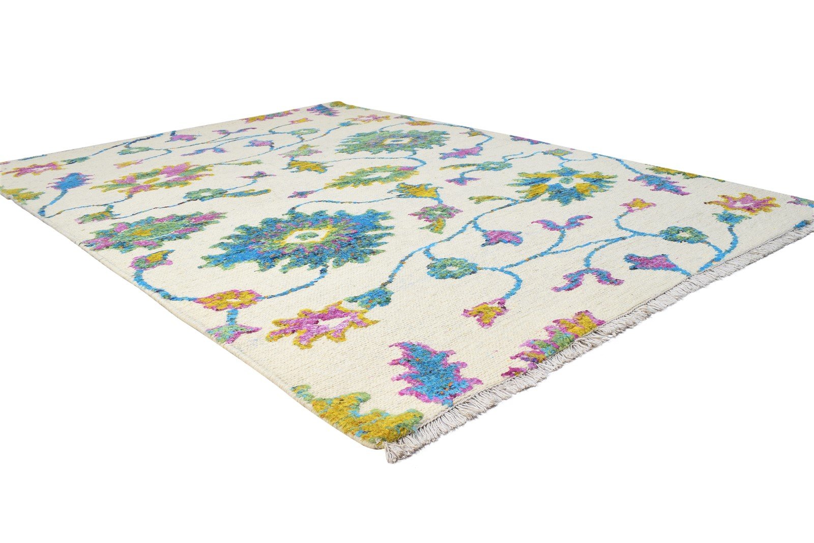 Ami 5X8 Rug Wool / Silk Multi Color Modern Hand Knotted French Floral 7864878858389