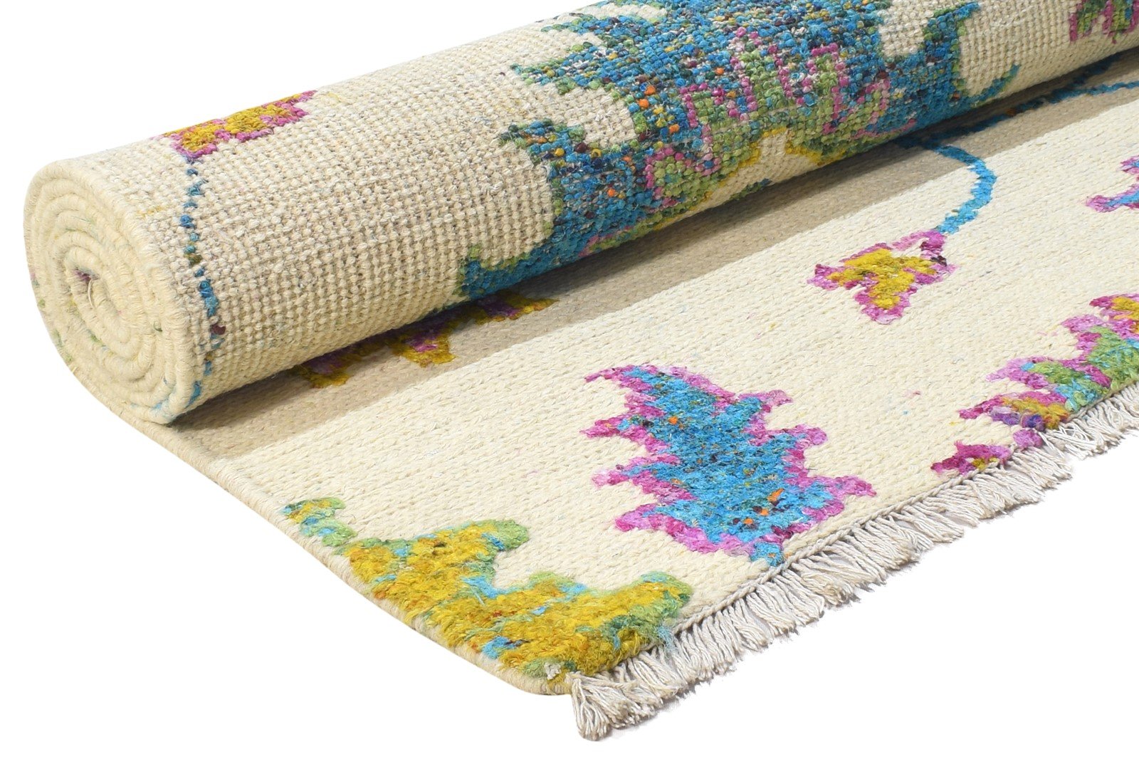 Ami 5X8 Rug Wool / Silk Multi Color Modern Hand Knotted French Floral 7864878858389