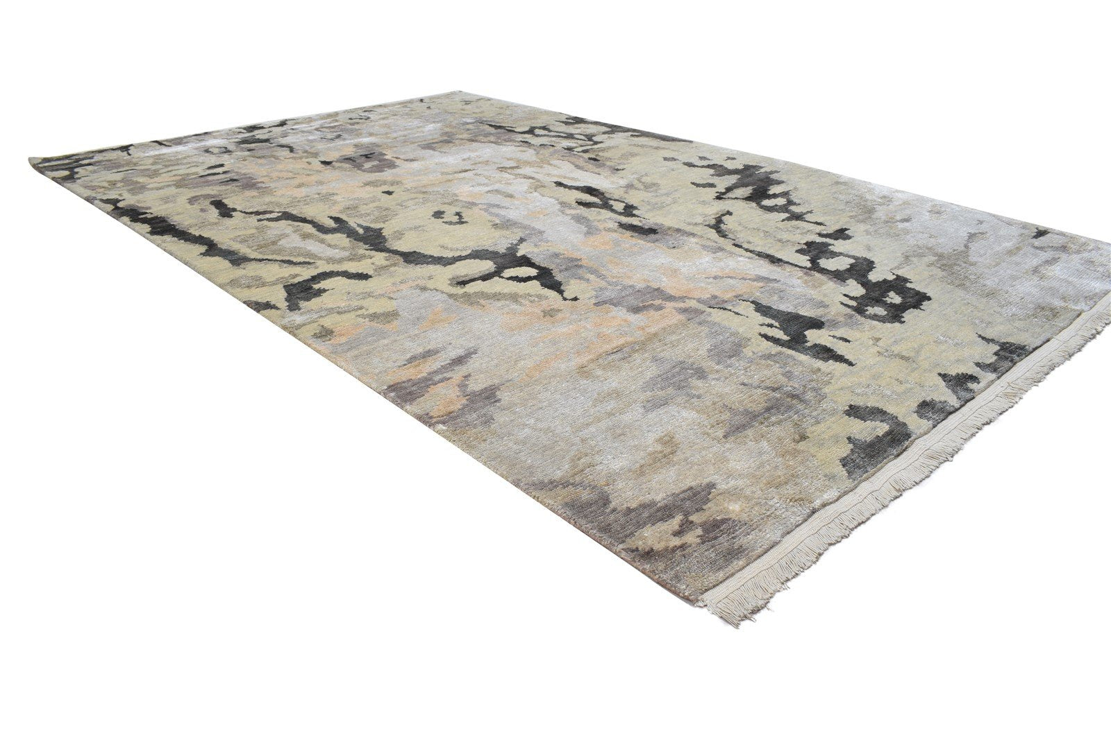 5X8 Rug Wool / Silk Sage Modern Hand Knotted Indian Abstract Room Size Carpet 7864090394773