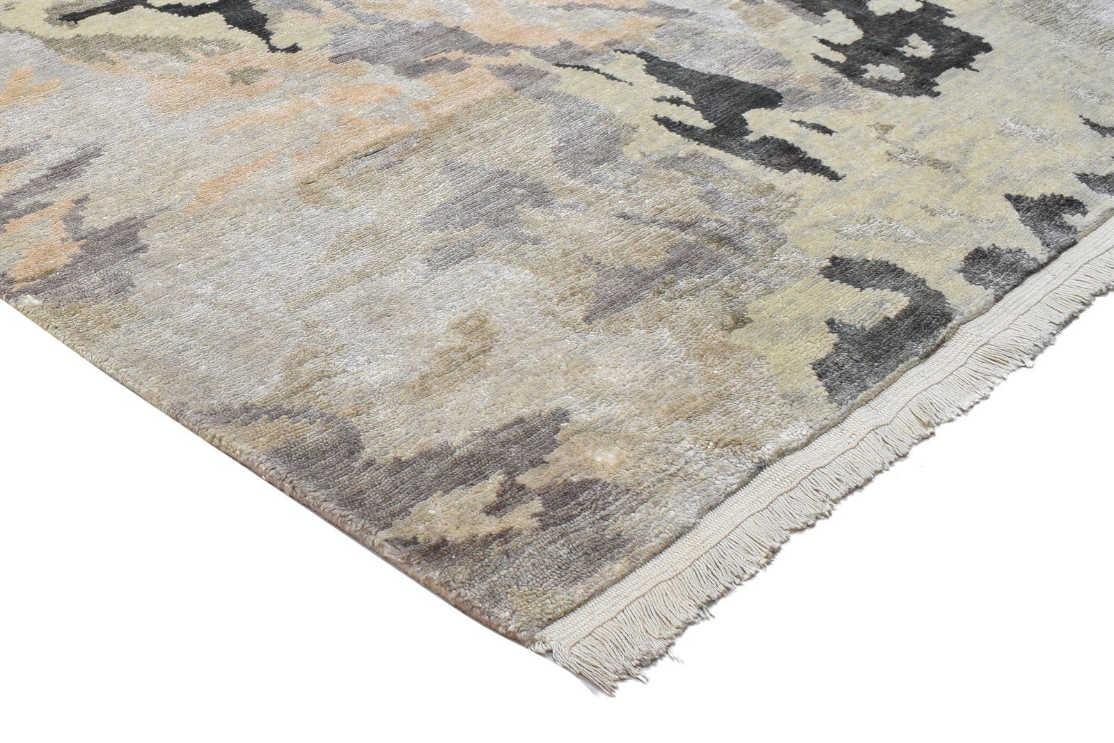 5X8 Rug Wool / Silk Sage Modern Hand Knotted Indian Abstract Room Size Carpet 7864090394773