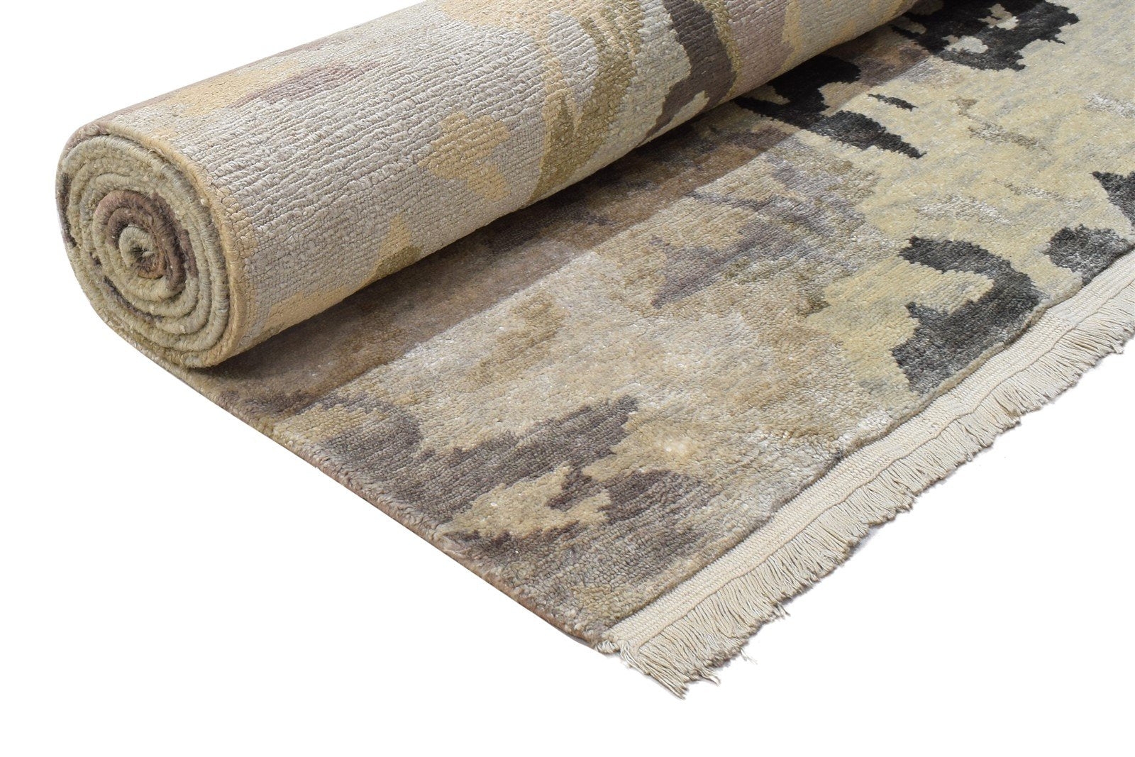 5X8 Rug Wool / Silk Sage Modern Hand Knotted Indian Abstract Room Size Carpet 7864090394773