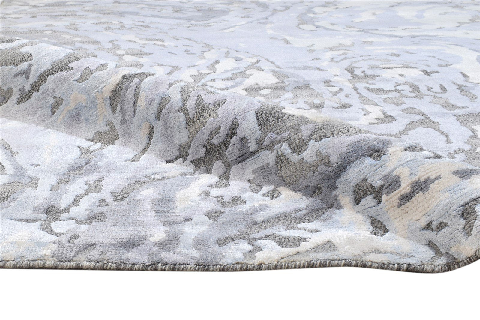 5X8 Rug Wool / Silk Sand Modern Hand Knotted Indian Abstract Room Size Carpet 7864238866581