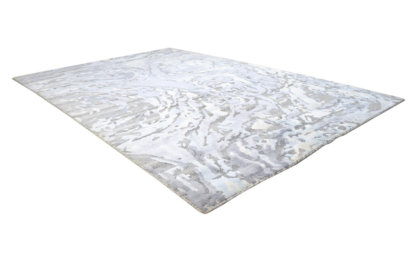 5X8 Rug Wool / Silk Sand Modern Hand Knotted Indian Abstract Room Size Carpet 7864238866581