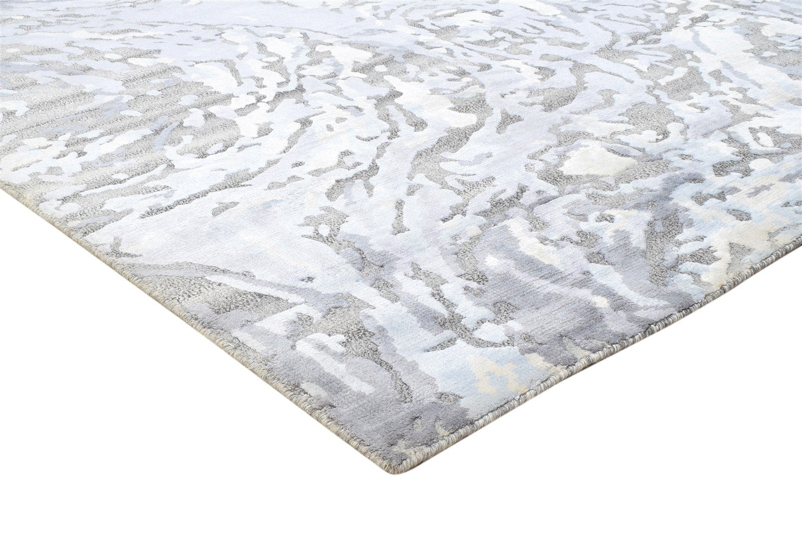 5X8 Rug Wool / Silk Sand Modern Hand Knotted Indian Abstract Room Size Carpet 7864238866581