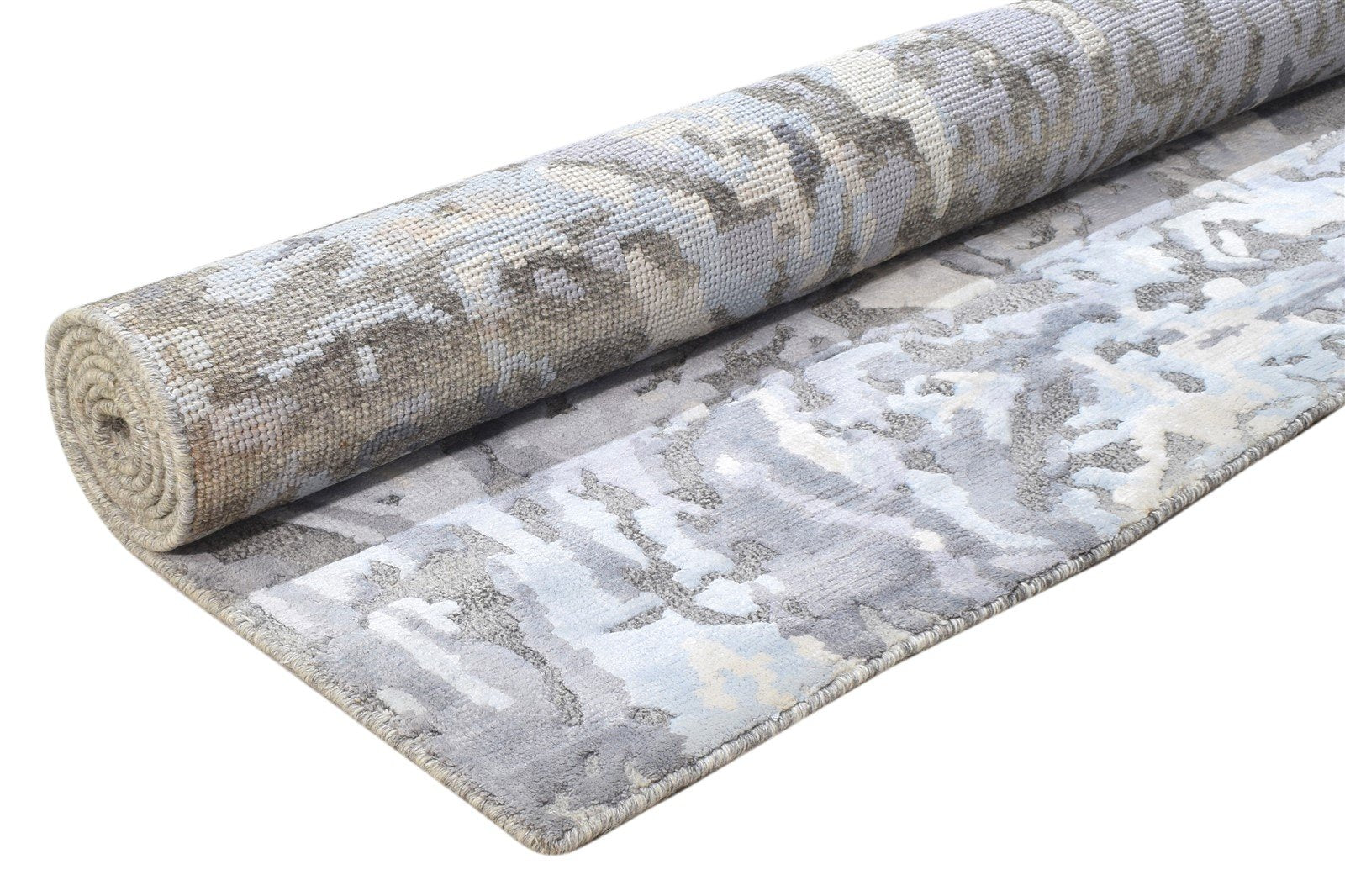 5X8 Rug Wool / Silk Sand Modern Hand Knotted Indian Abstract Room Size Carpet 7864238866581
