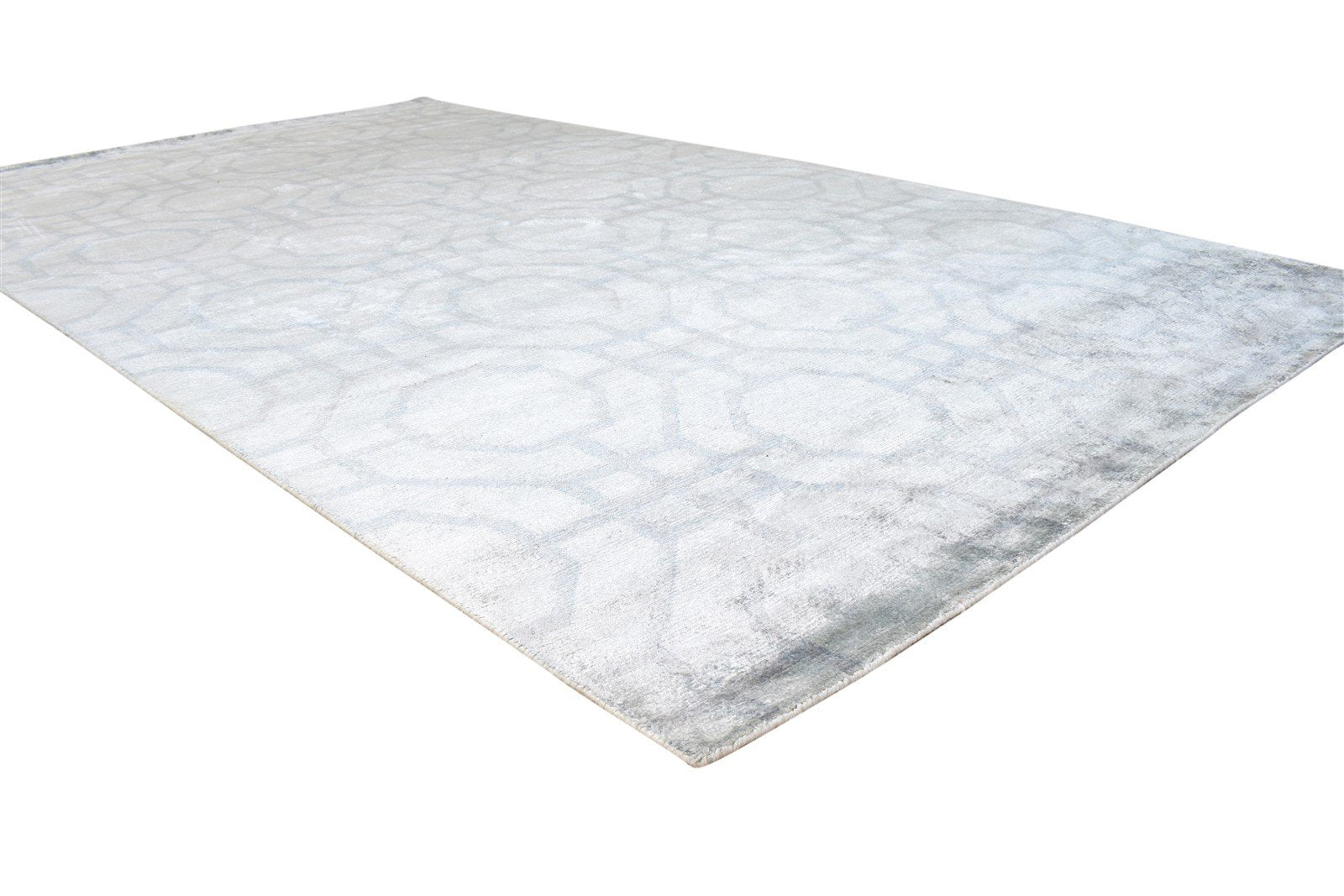 6' X 11' Rug Silk Grey Modern Hand Knotted Moroccan Geometric Large Carpet 7865070157973