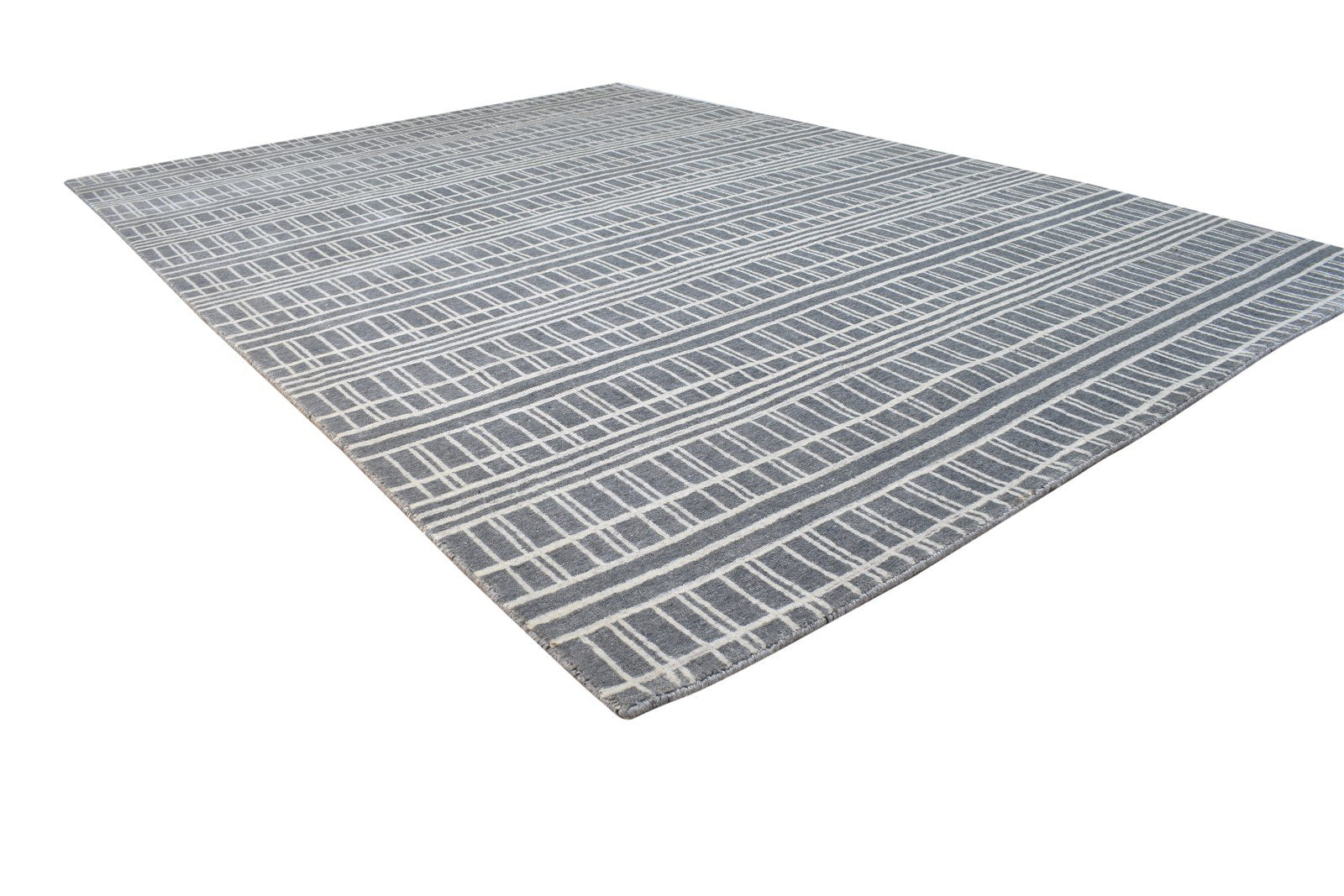 6' X 8' Rug Silk Dark Grey Modern Handloom Scandinavian Plaids Room Size Carpet 7864772886677