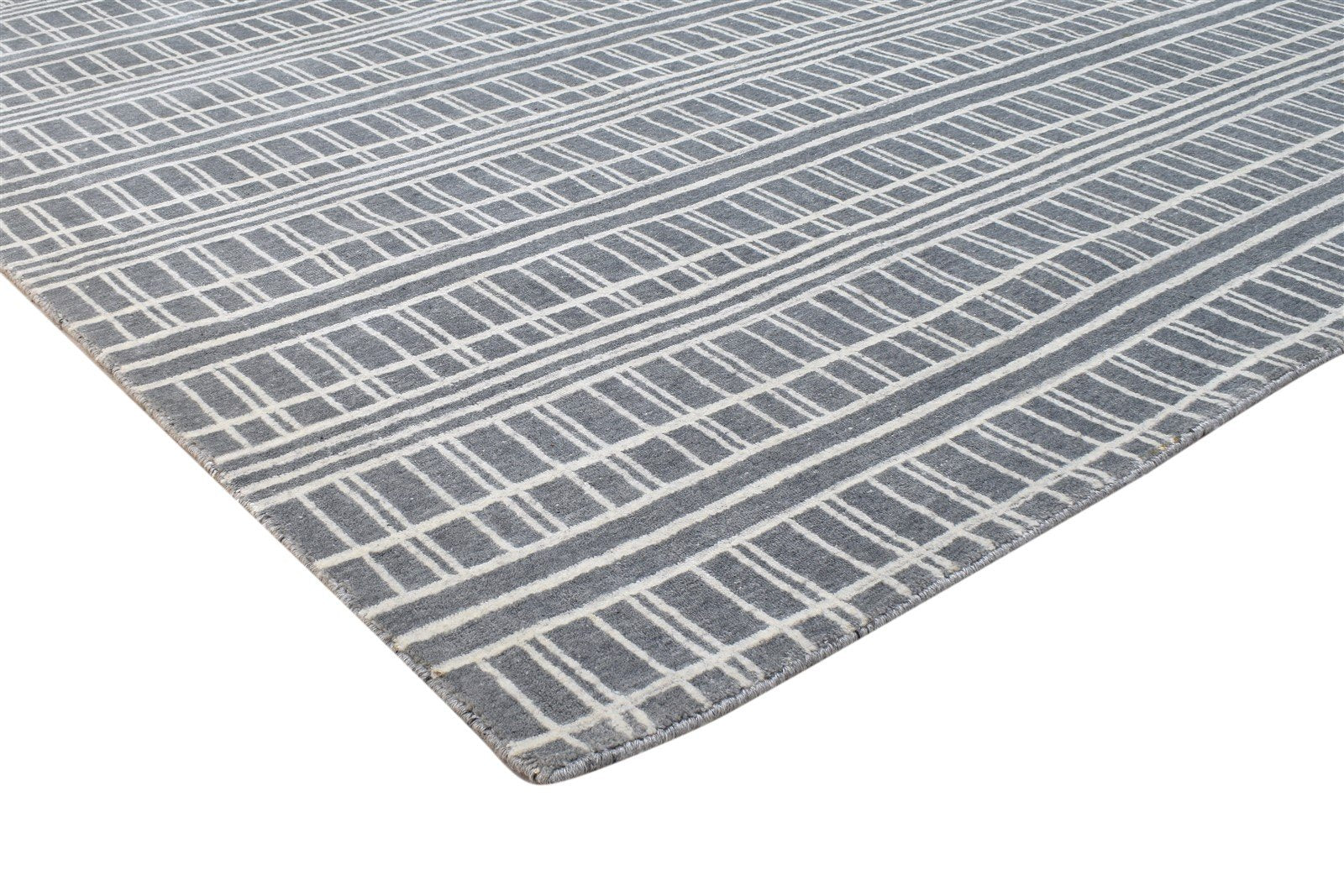 6' X 8' Rug Silk Dark Grey Modern Handloom Scandinavian Plaids Room Size Carpet 7864772886677