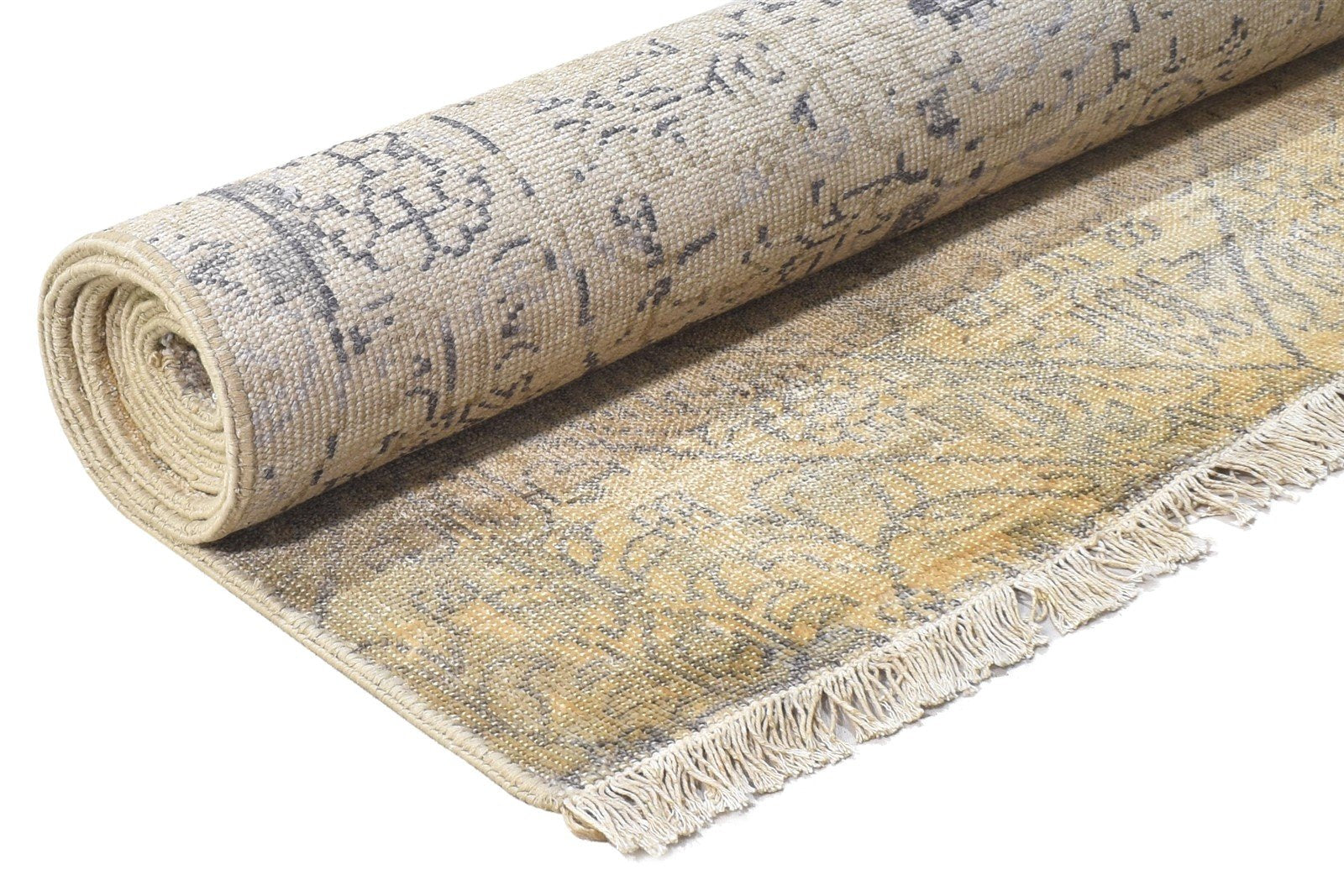 6' X 8' Rug Silk Gold Modern Hand Knotted French Abstract Room Size Carpet 7864802181269