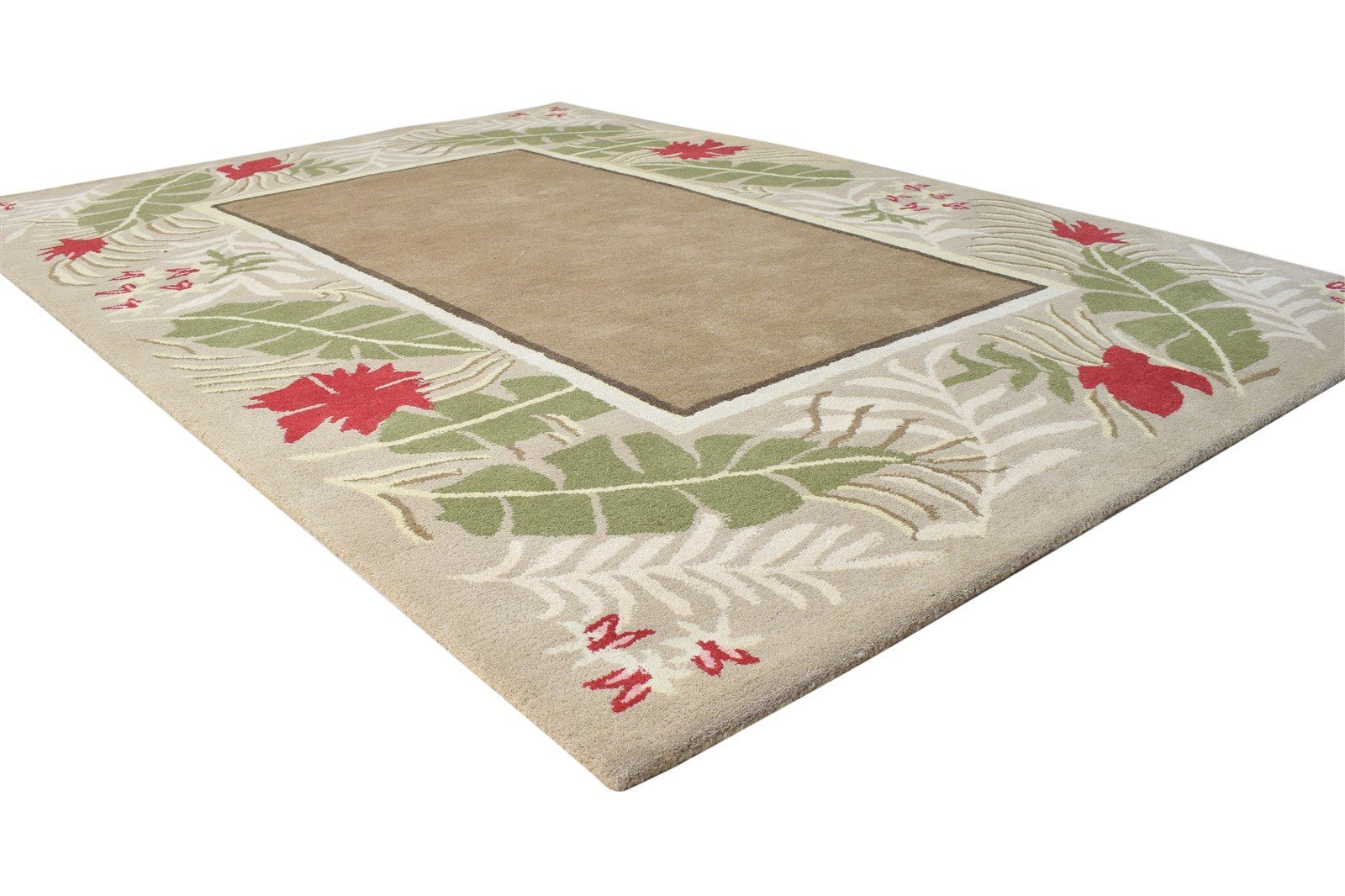 6' X 8' Rug Wool Brown Modern Hand Tufted French Floral Room Size Carpet 7864995905685